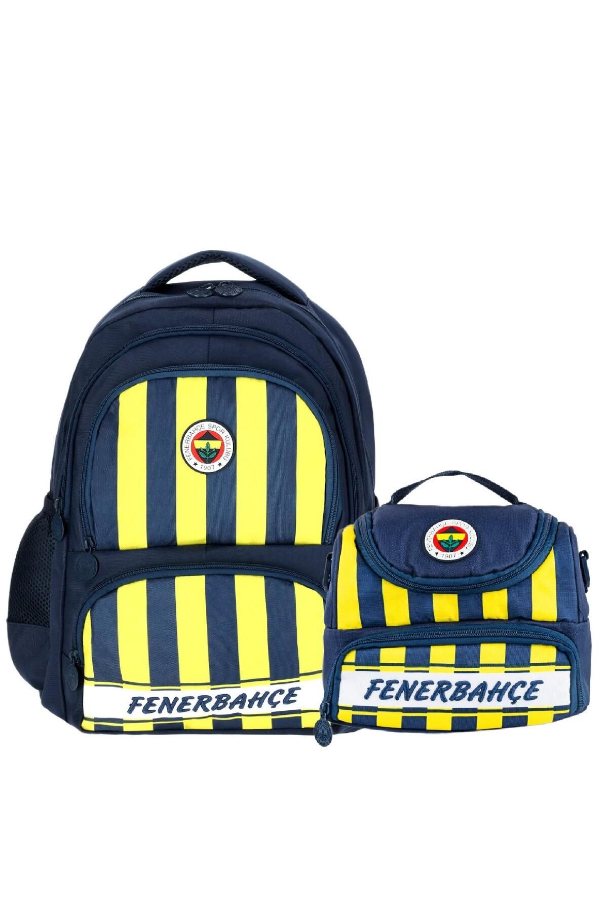 Fenerbahçe 3 Bölmeli Çubuklu Okul Çantası + Beslenme Çantası