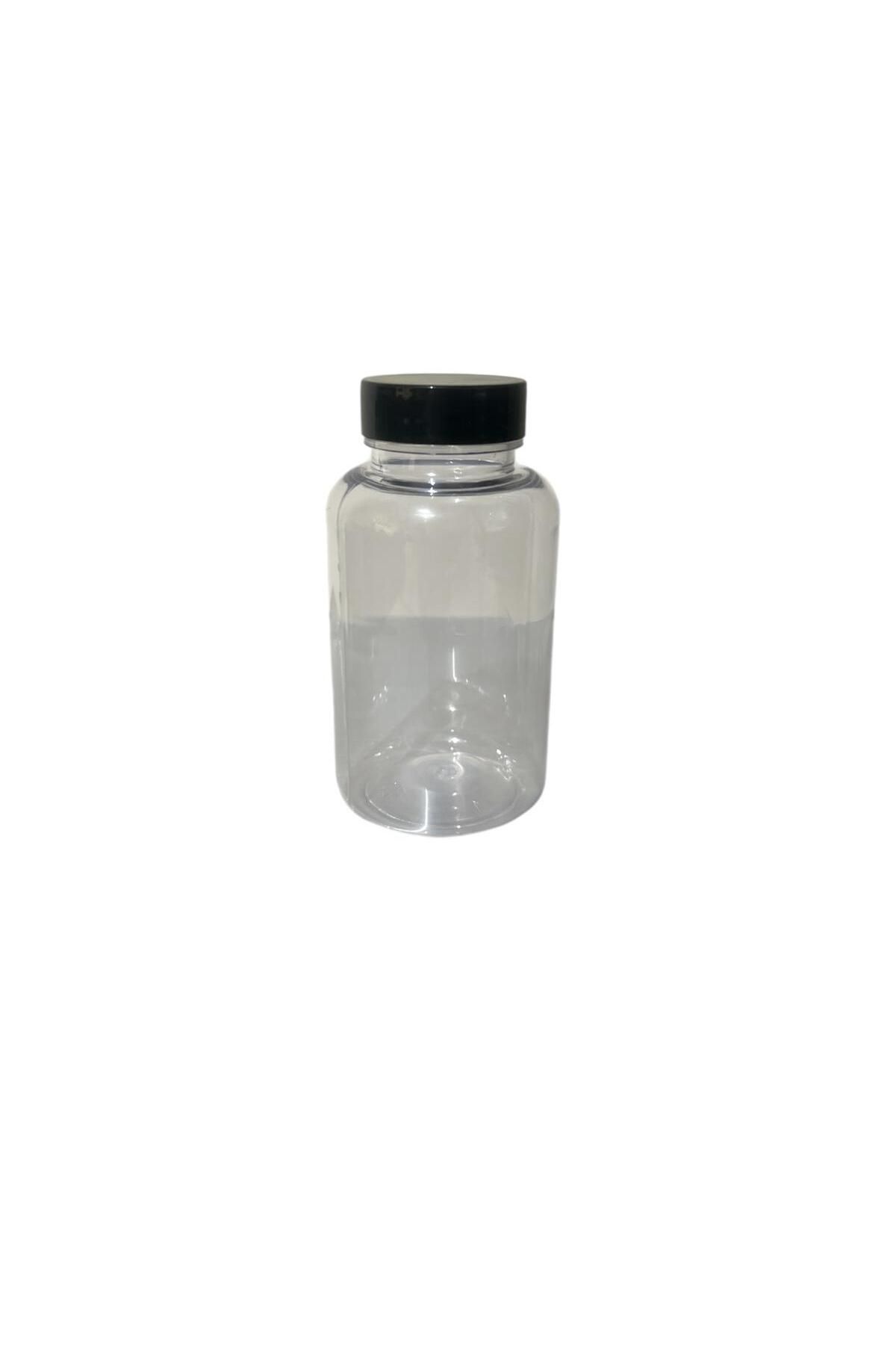 ZYLAN AMBALAJ 200ml şeffaf tablet şişesi siyah kapak, 50 adet, tablet şişesi, ecza şişesi, kozmetik şişe