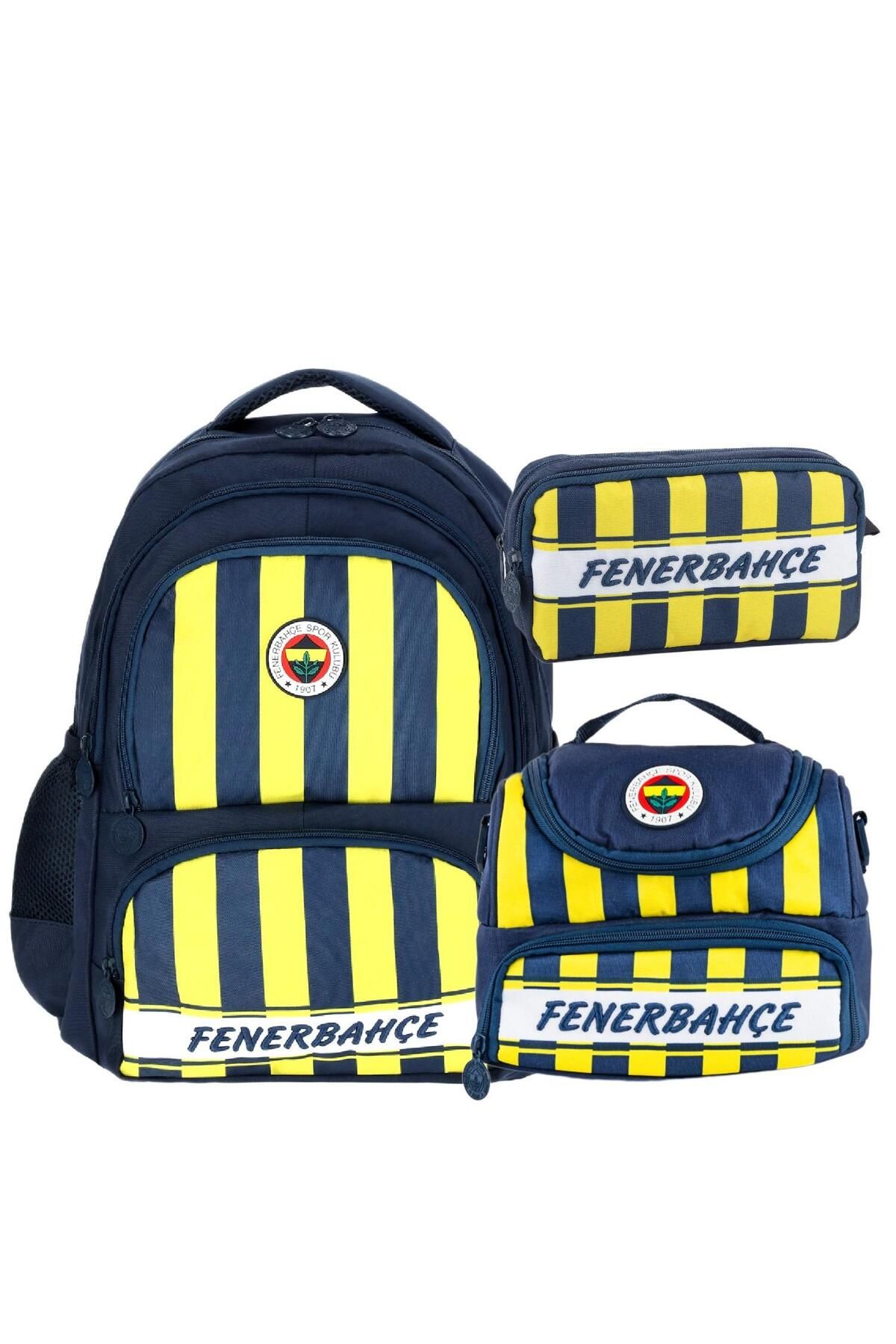 Fenerbahçe 3 Bölmeli Çubuklu Okul Çantası + Beslenme Çantası + Kalemlik