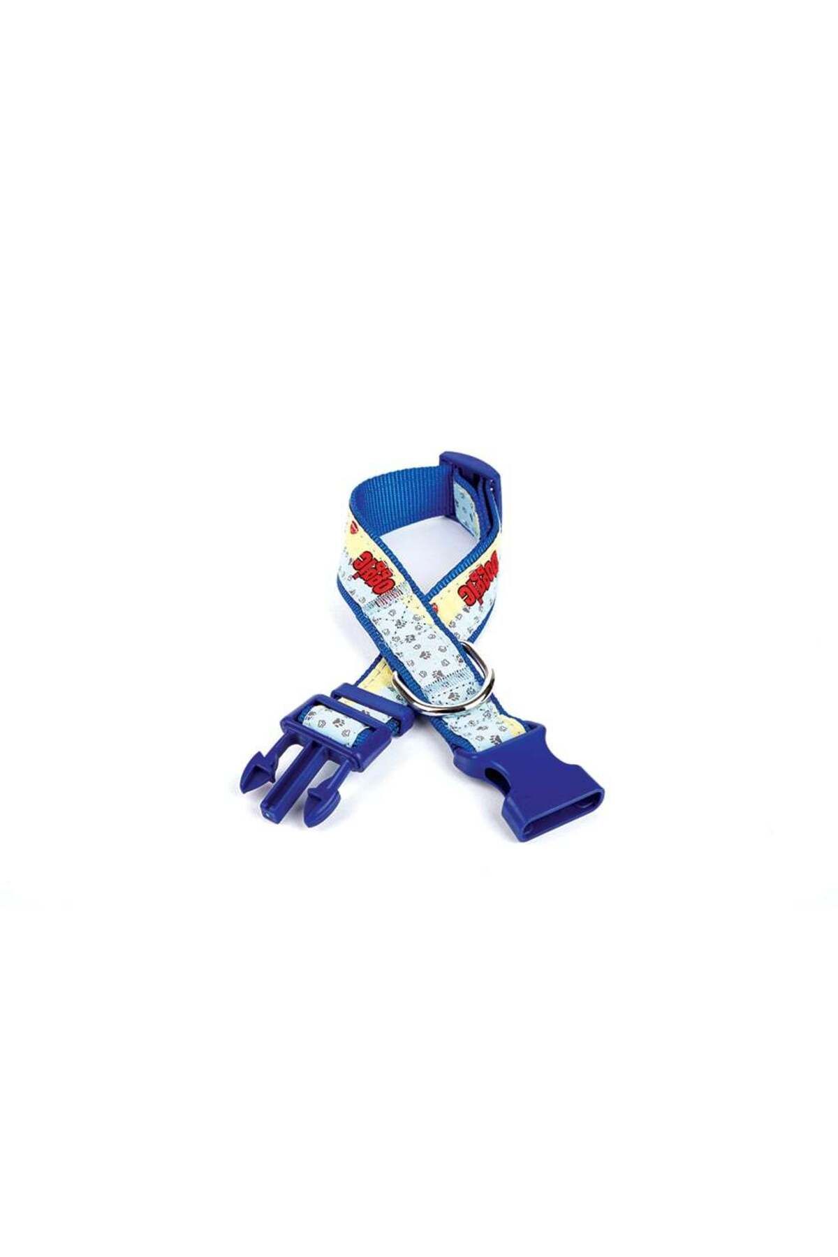 Zayla Pati Desenli Dokuma Köpek Boyun Tasması 3 cm x 36-60 cm Mavi