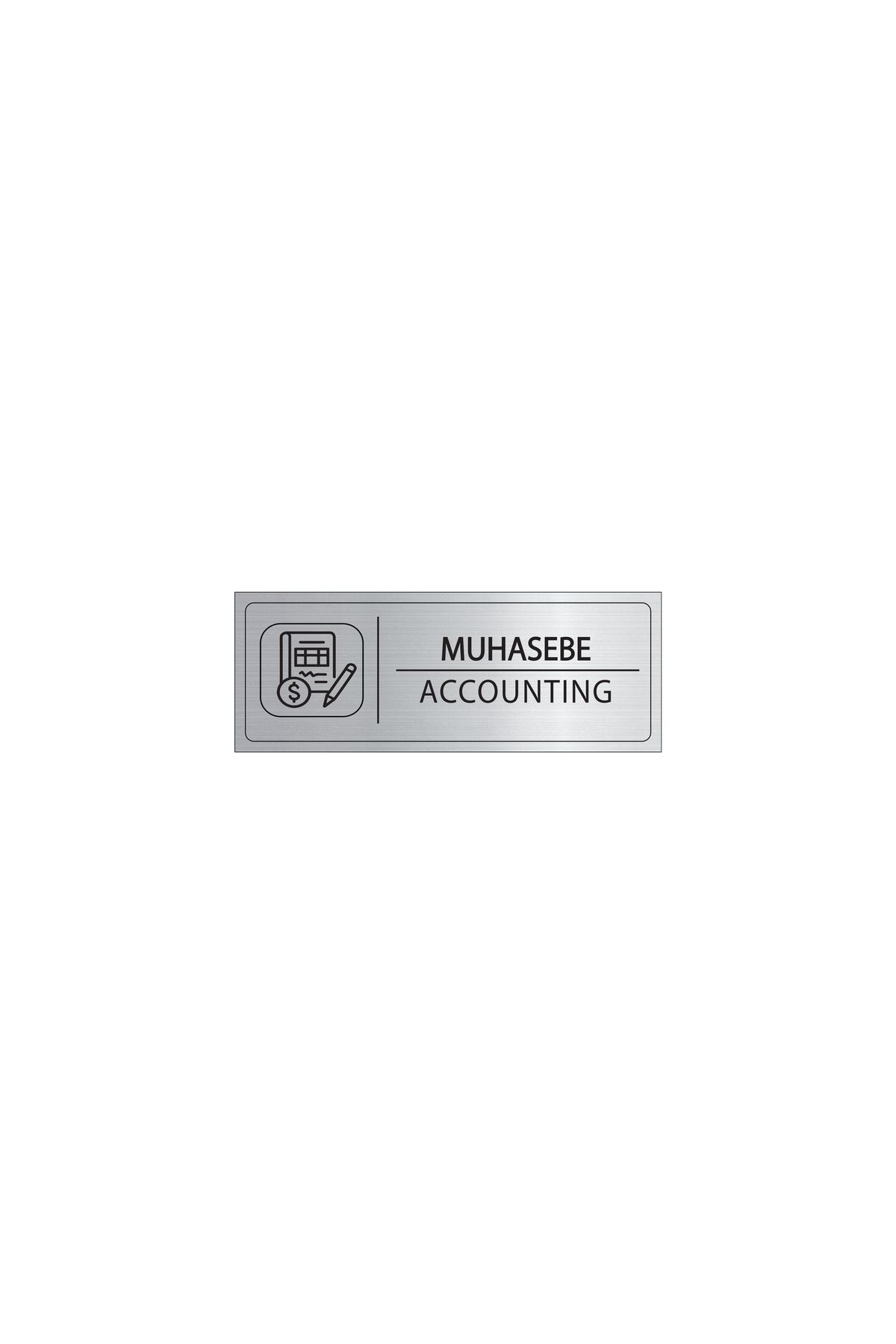 Mayeka Muhasebe İsimlik Gümüş Metal Kapı İsimliği Levhası Yönlendirme Tabelası