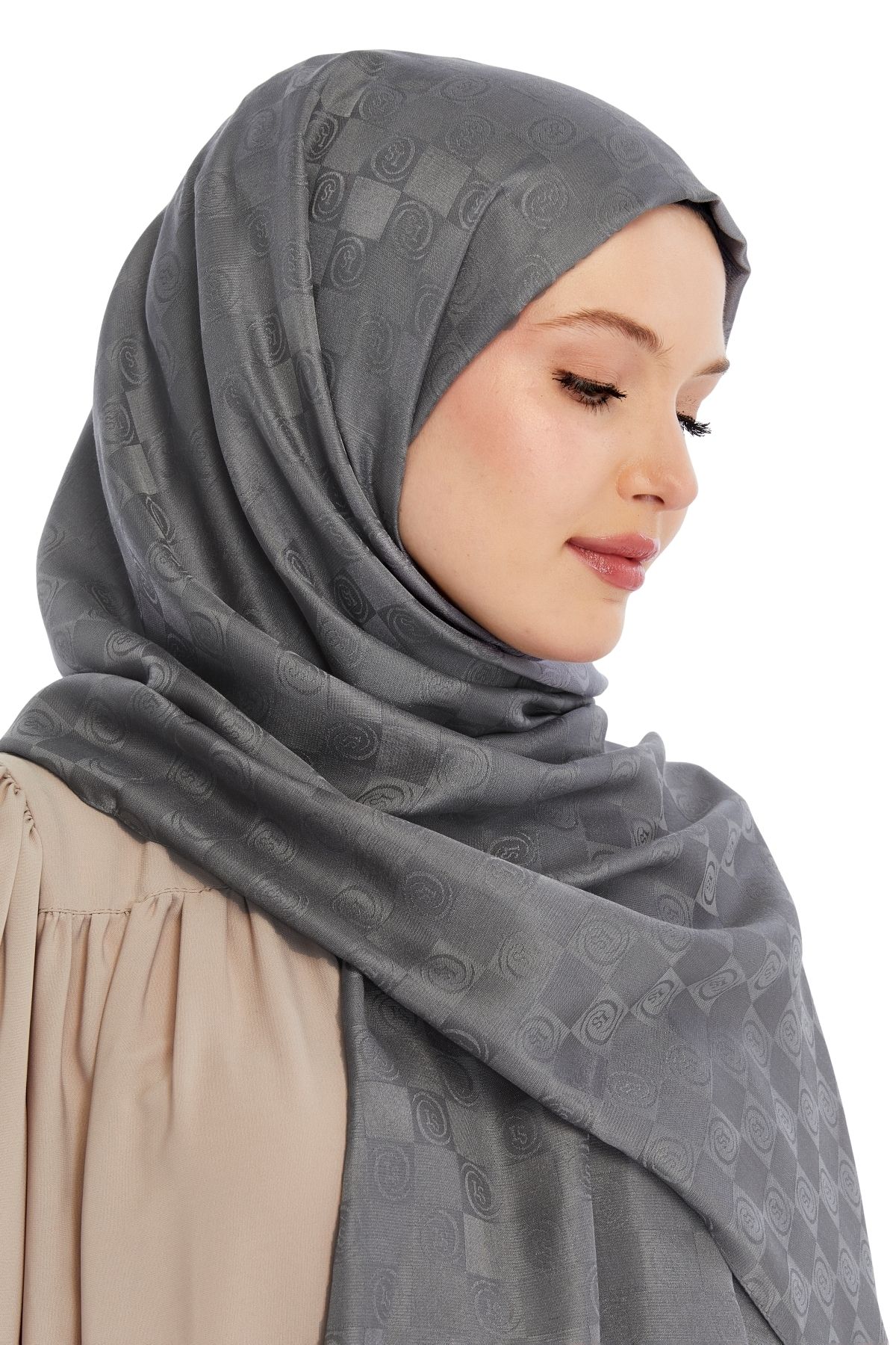 Altobeh-Monogram Checkerboard Pattern Shawl - Smoked 2