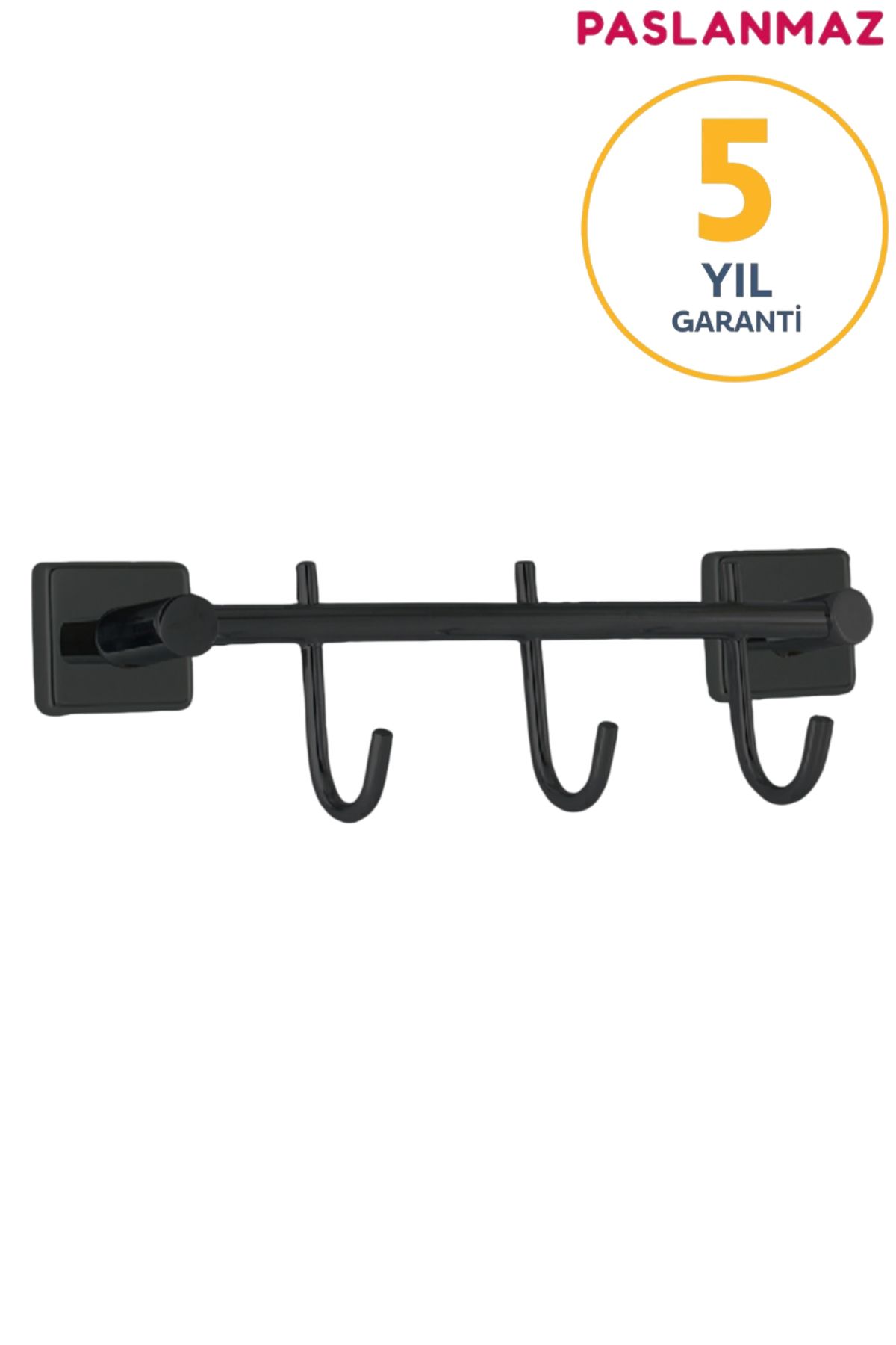 BanyomHome Paslanmaz Pirinç Mat Siyah Karedeniz 3’Lü Set Askılık