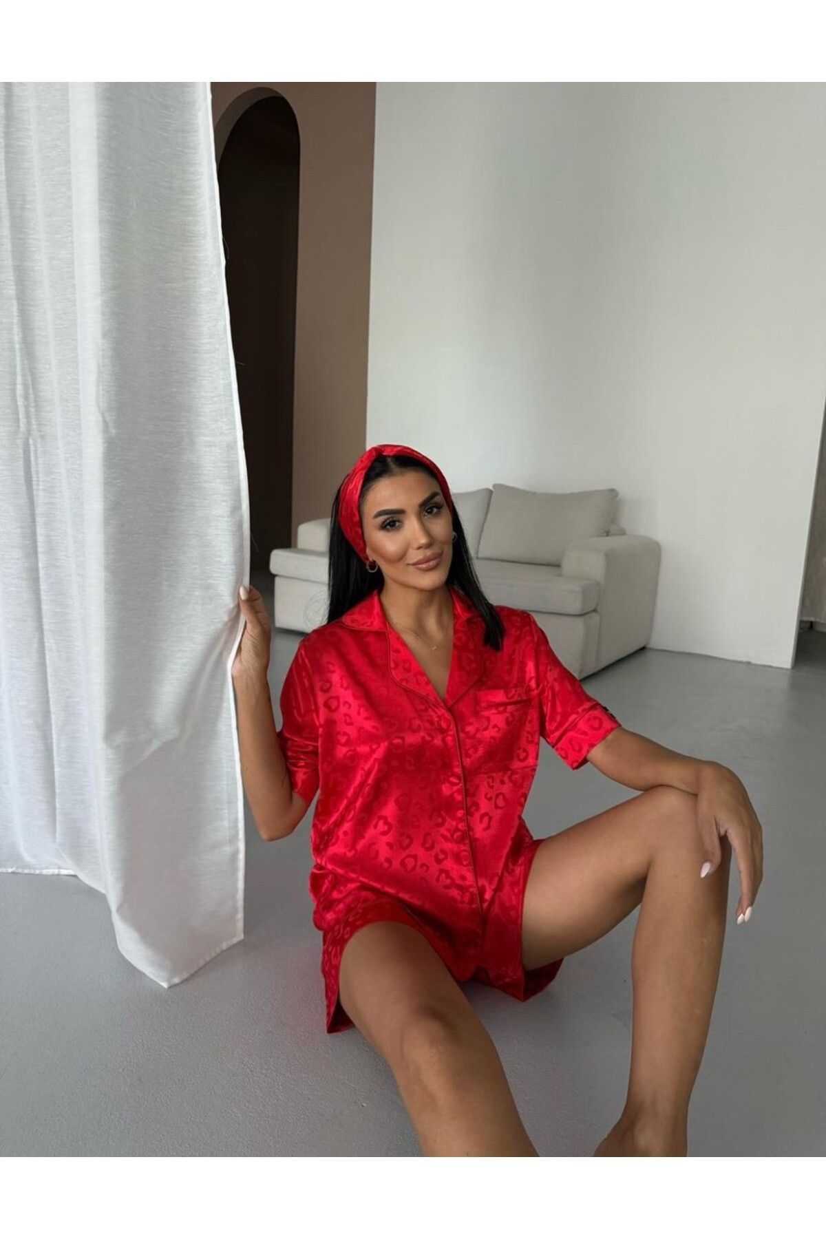 Gamze Day's Lingerie Saten Kısa Pijama Takımı