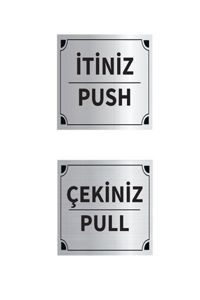 Mayeka İtiniz - Çekiniz Kare İkili Levha Set Gümüş Metal Yönlendirme Tabelası...