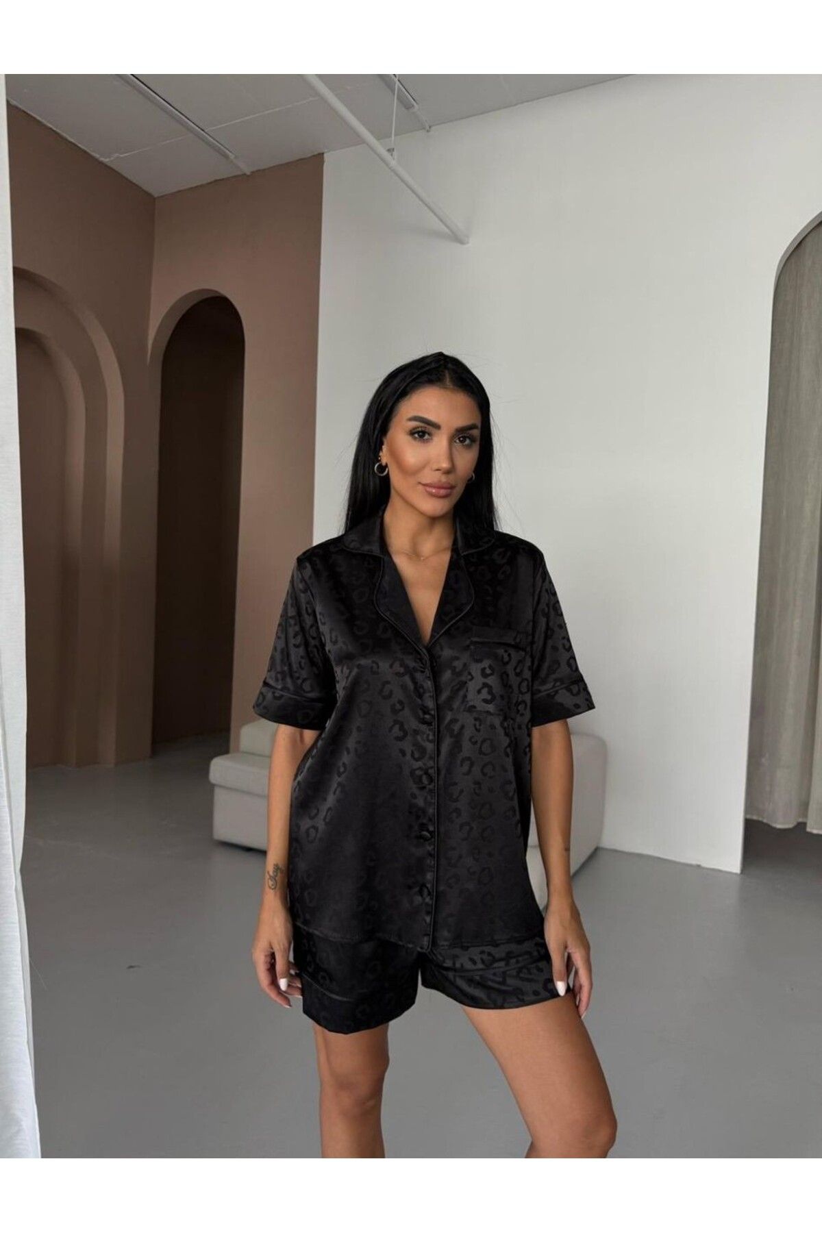 Gamze Day's Lingerie Saten Kısa Pijama Takımı