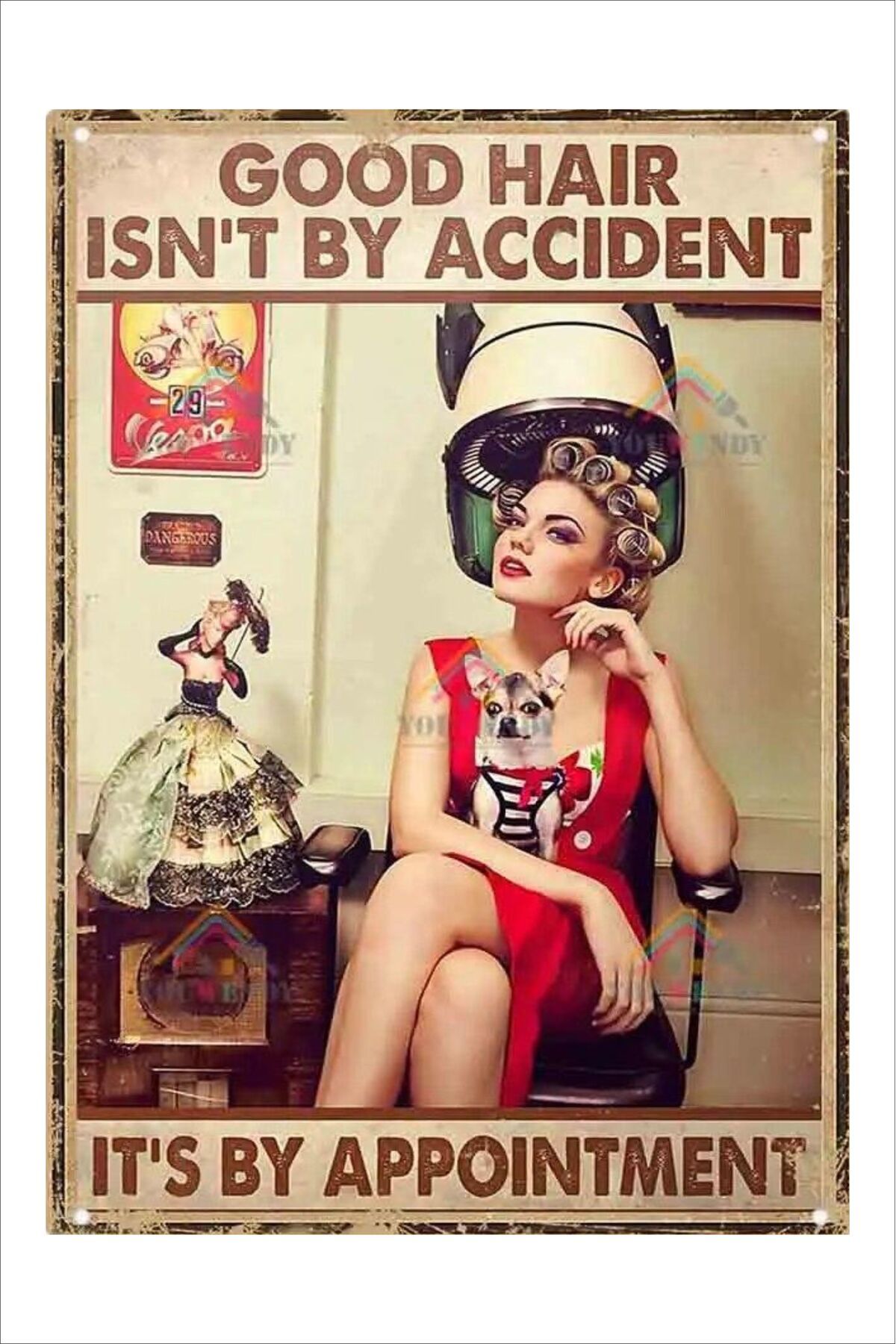 Yeni Yıldız Reklam RETRO HAİR DRESSER KUAFÖR DUVAR YAZILARI GÖRSELLERİ TABLO