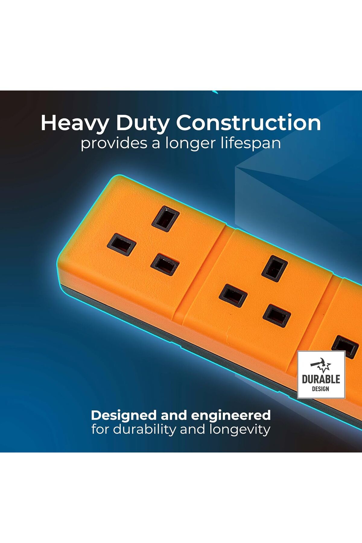 Masterplug-Four Socket Extension Lead with LED Power Indicator, Unswitched, 5 M Cable, Heavy Duty 5