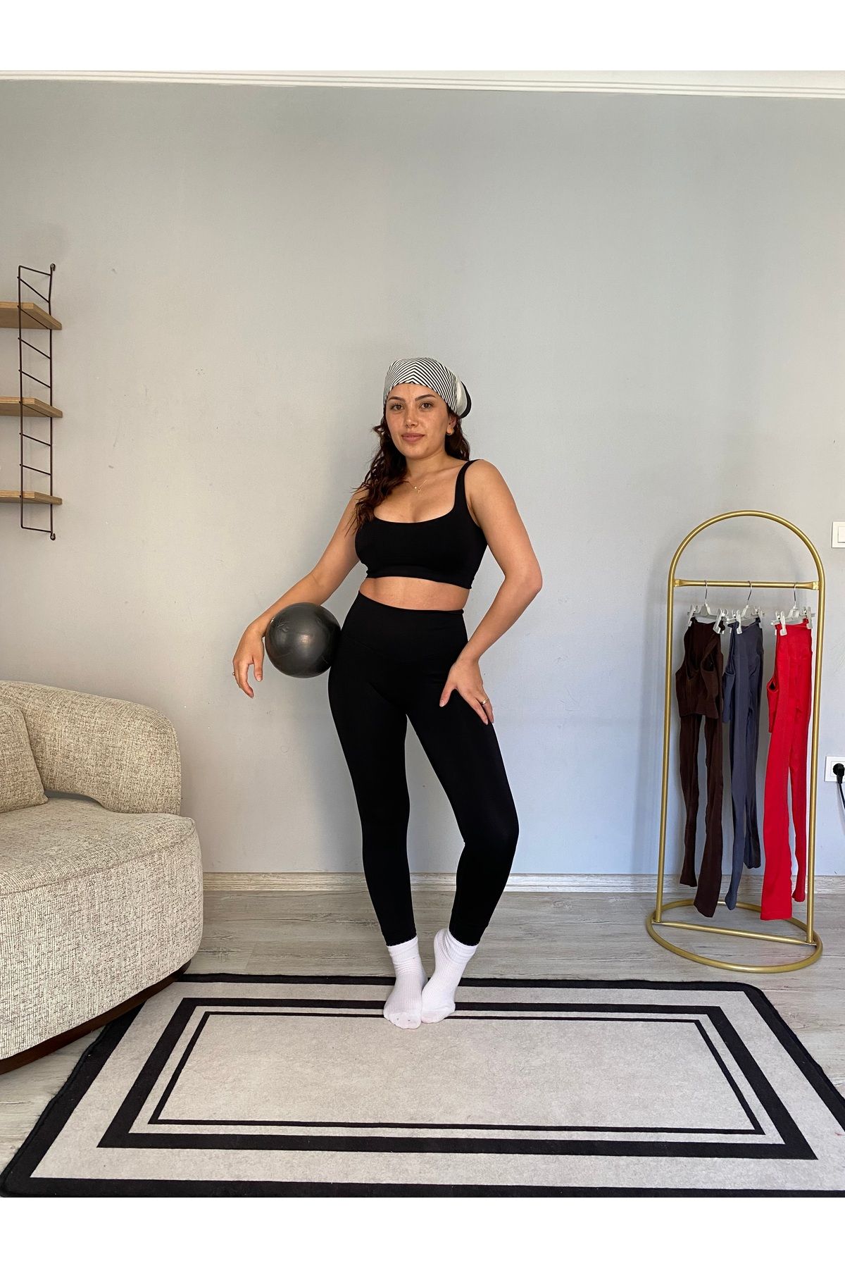 HAMERS Pure serisi kalçası büzgülü seamless spor yoga günlük tayt Bra takımı
