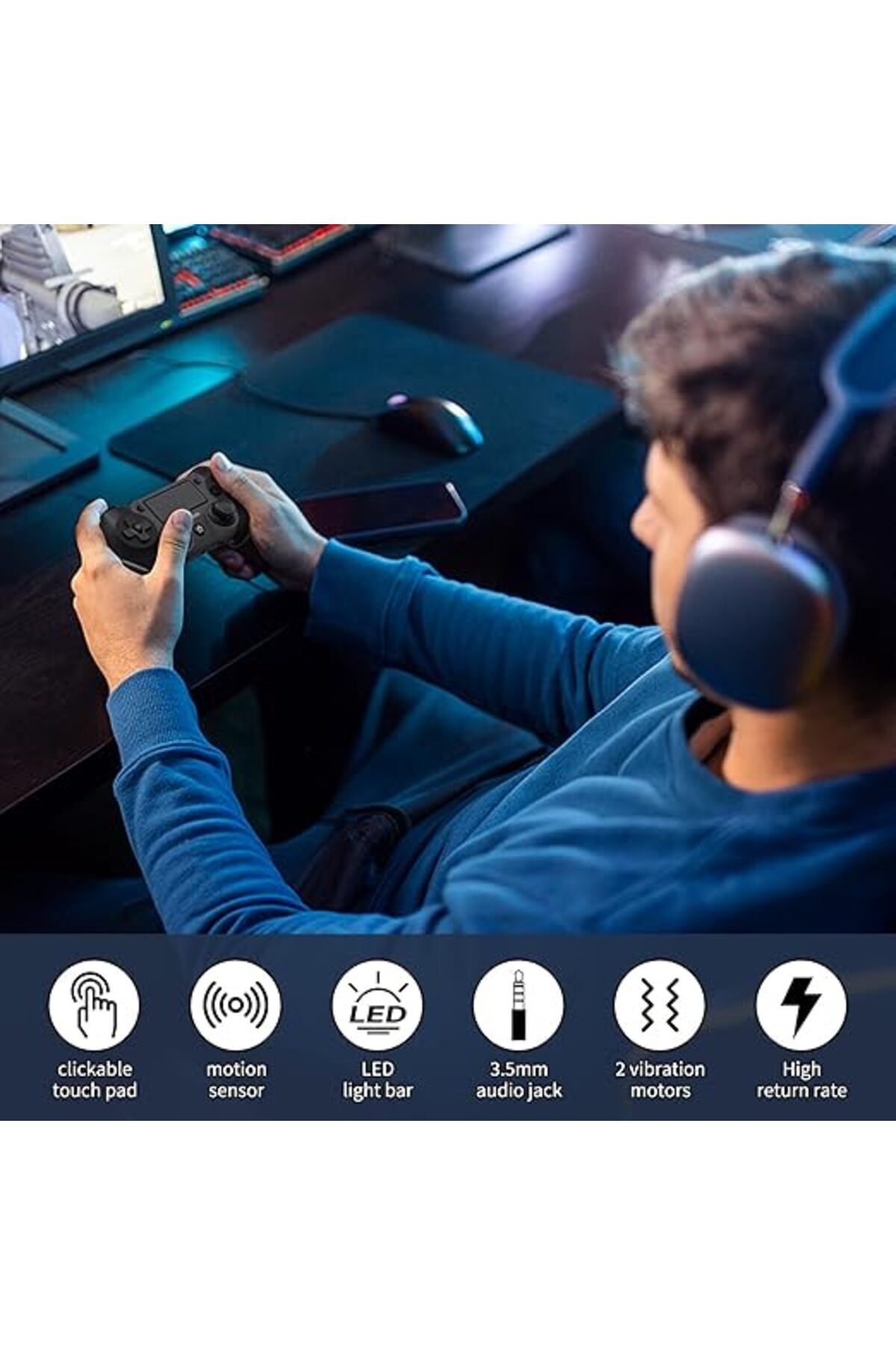 COOYA-Wireless Gamepad Bluetooth Game Controller for Sony Playstation 4 with USB Charging Port 7
