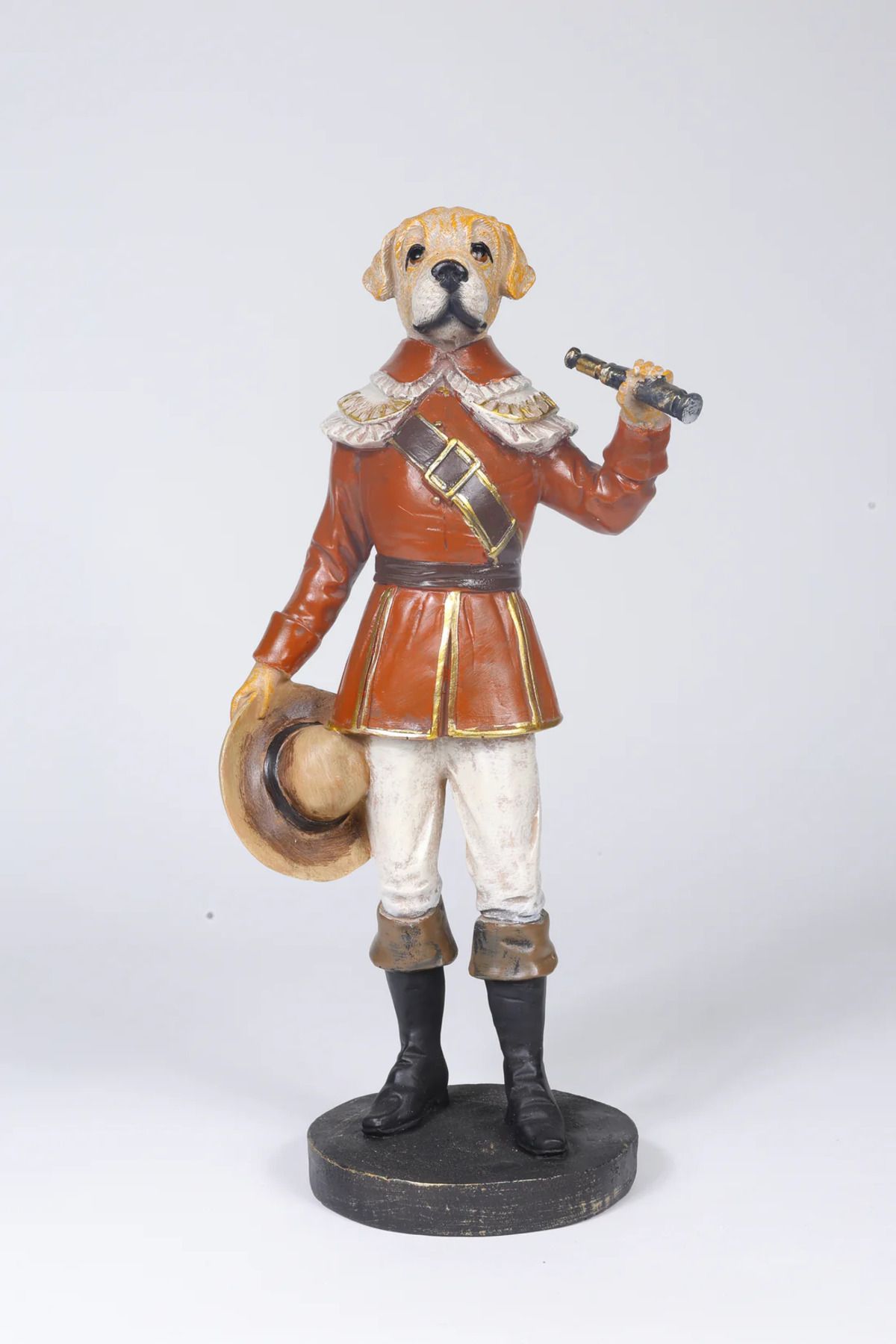 Mondecor İngiliz Kaptan Köpek Figürü Polyester Dekoratif Heykel 30 cm Ev Ofis Biblo