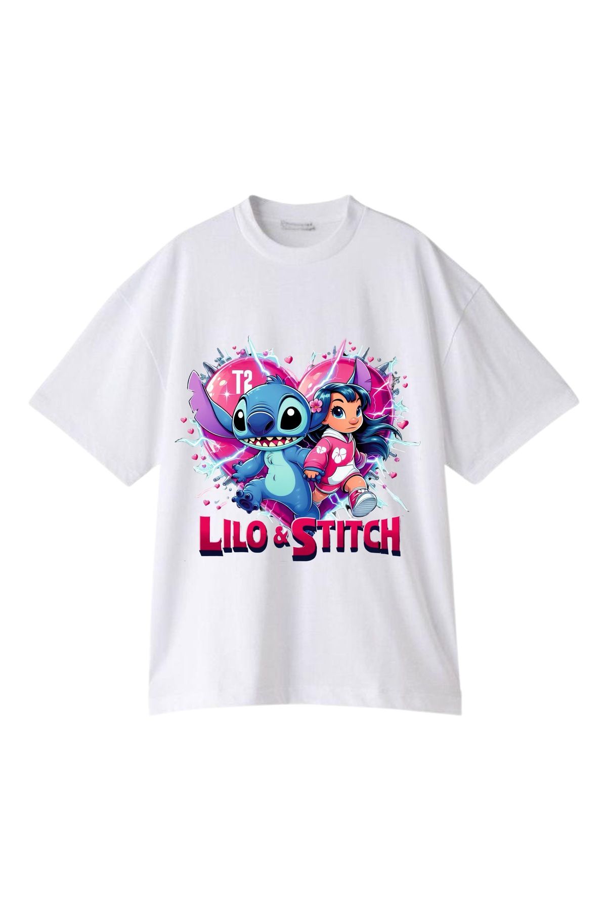 Wisevelya Kalpli Lilo ve Stitch Tişört