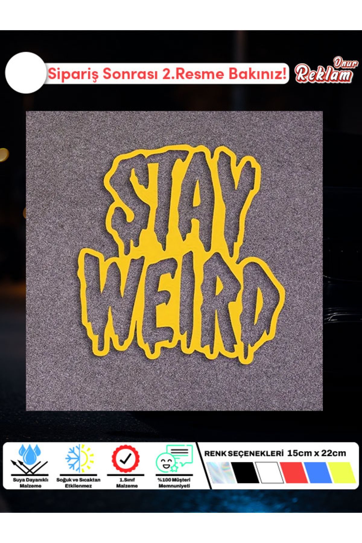 Onur Reklam Stay Weird Tasarımlı Suya Dayanıklı Sticker – 15x22 cm