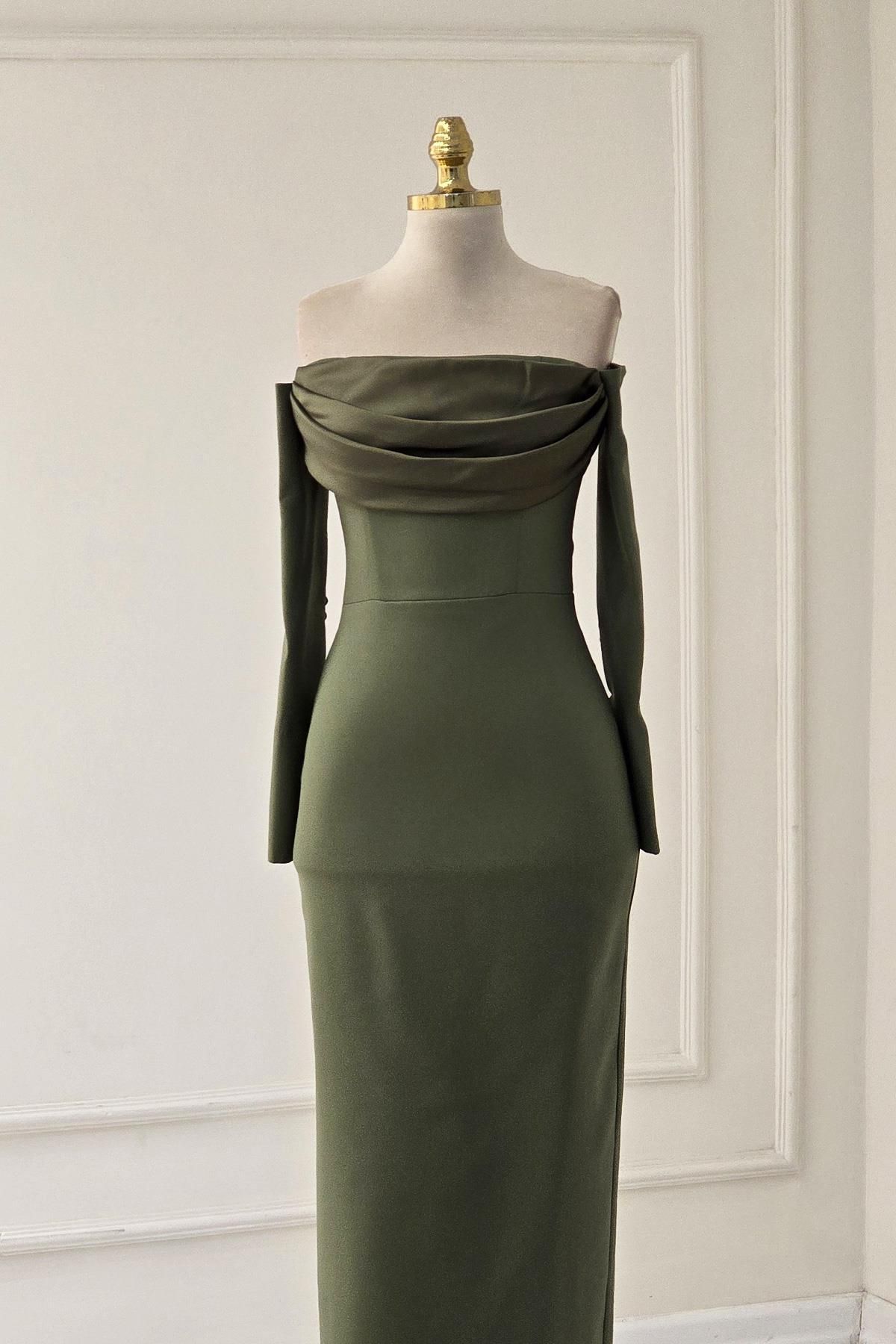Yonca Moda Evi Haki Alya Krep Kısa Elbise 1005