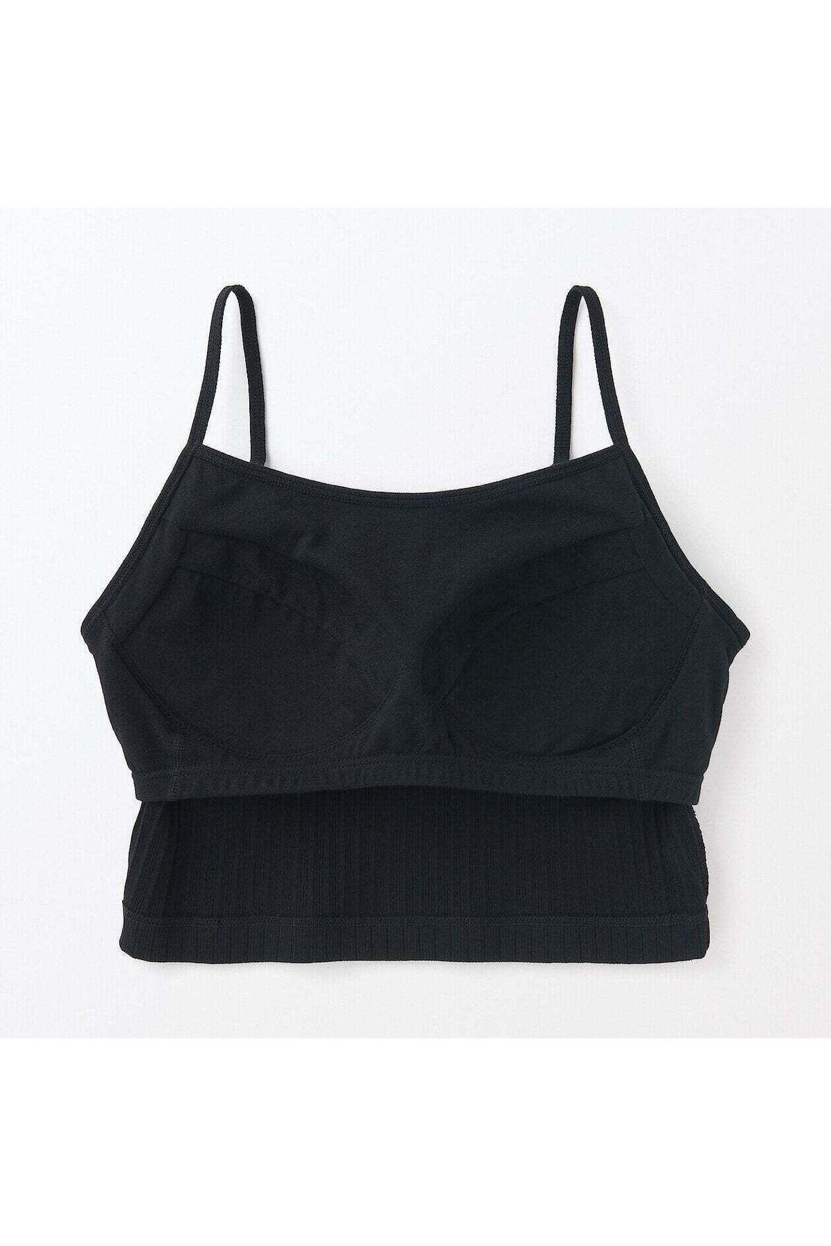 Muji-Cotton Stretch Ribbed Cropped Bra Camisole 6