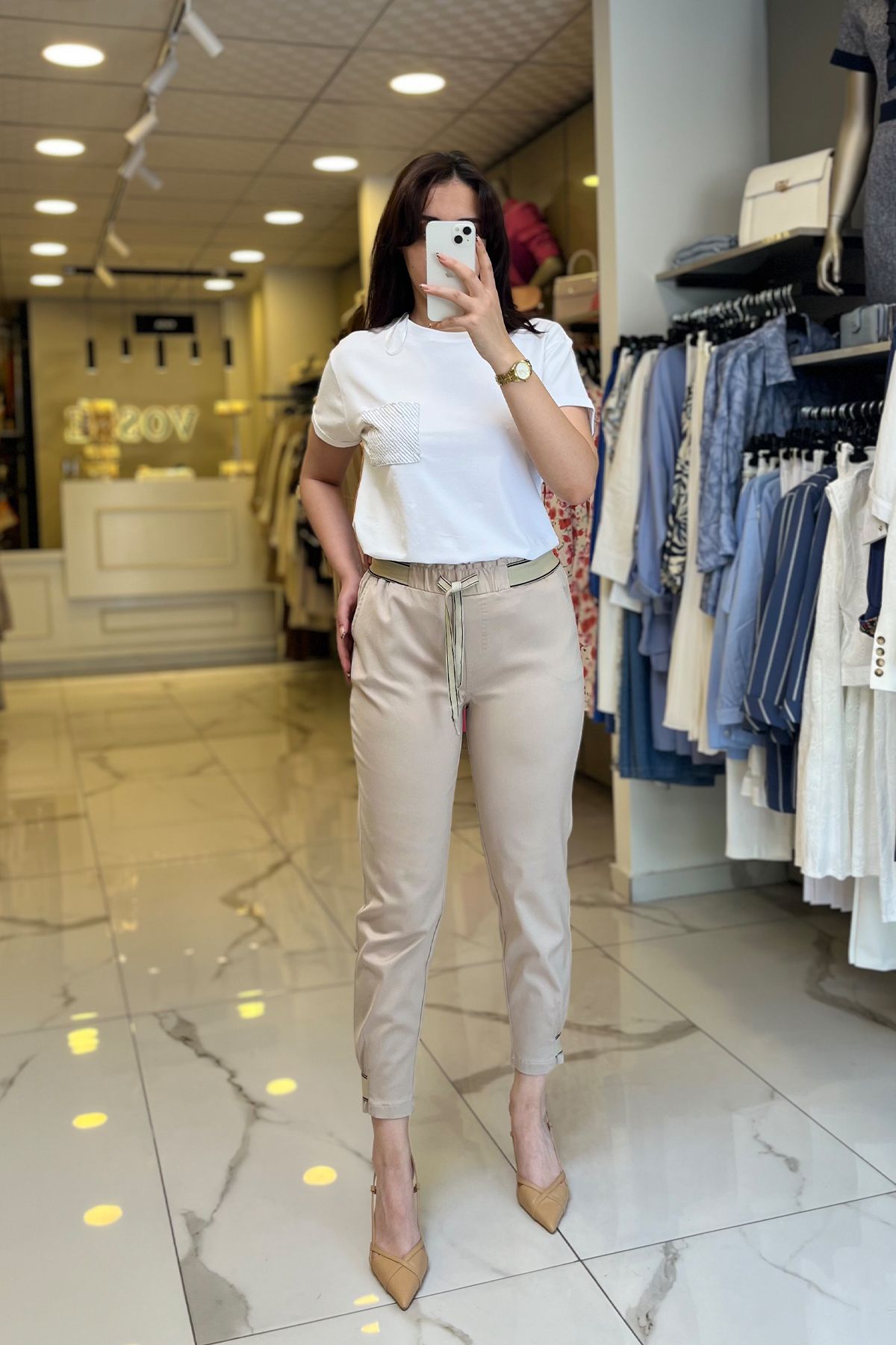 Vosse Mi Taş Beli Lastikli Ribanalı Pantolon