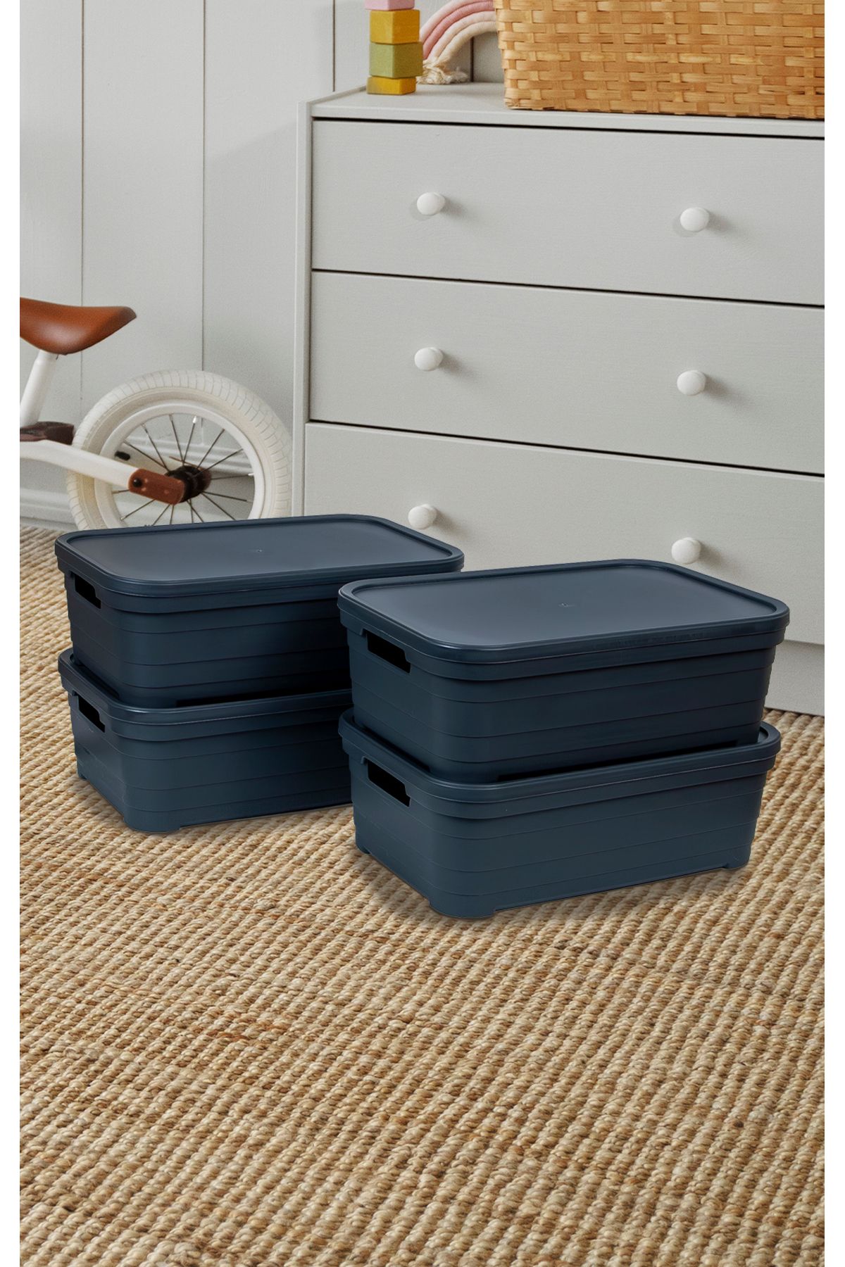 Nesto Home 4'lü Set Çok Amaçlı Renkli Kutu Kapaklı Ofis Organizeri 4x8.2 litre