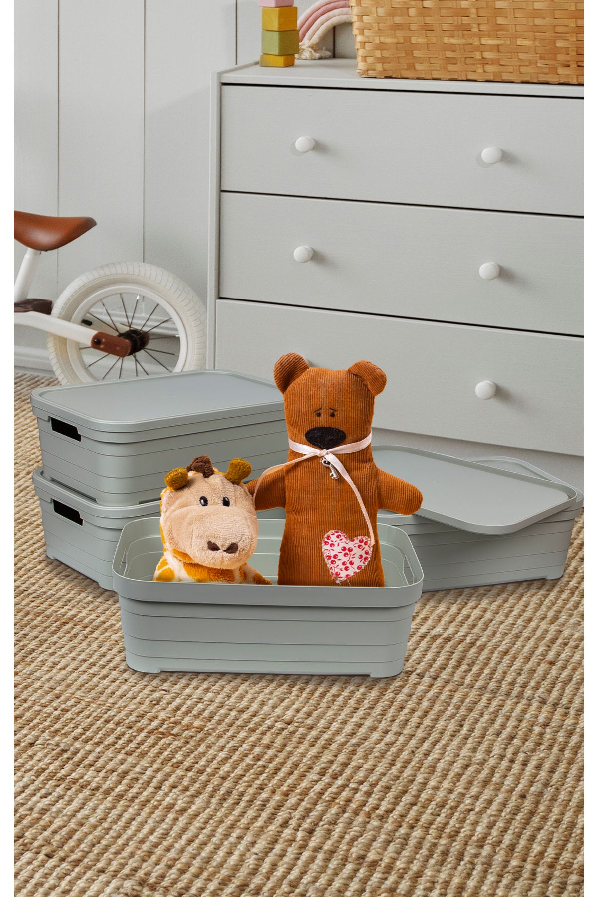 Nesto Home 4'lü Set Çok Amaçlı Renkli Kutu Kapaklı Ofis Organizeri 4x8.2 litre
