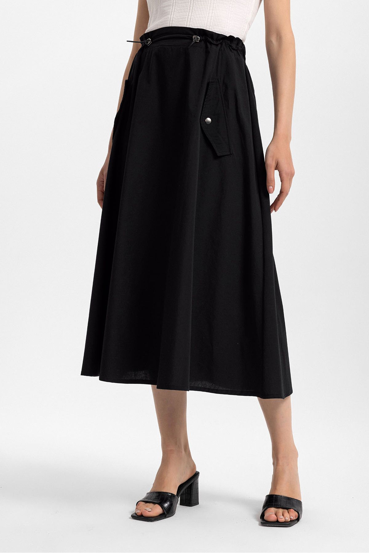 Good Design Lab. Beli Lastikli Kloş Midi Etek