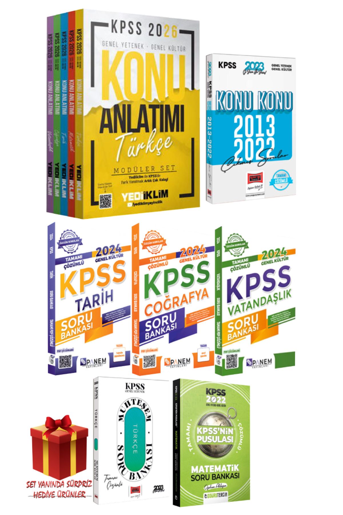 Yediiklim Yayınları 2026 KPSS GYGK Konu Anlatımı Modüler Set+ Türkçe Matematik Tarih Coğrafya Vatandaşlık Soru Bankası
