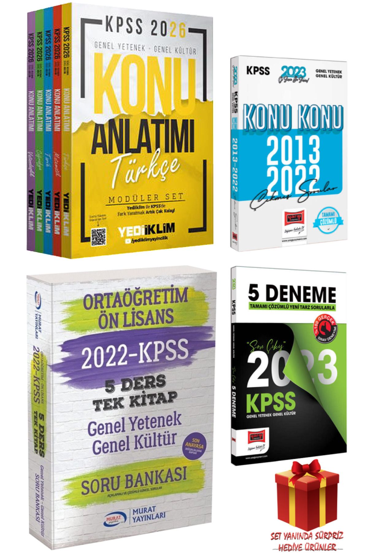 Yediiklim Yayınları 2026 KPSS GYGK Konu Anlatımı Modüler Set+ Çıkmış Sorular+ Murat Tüm Dersler Soru Bankası+ Deneme