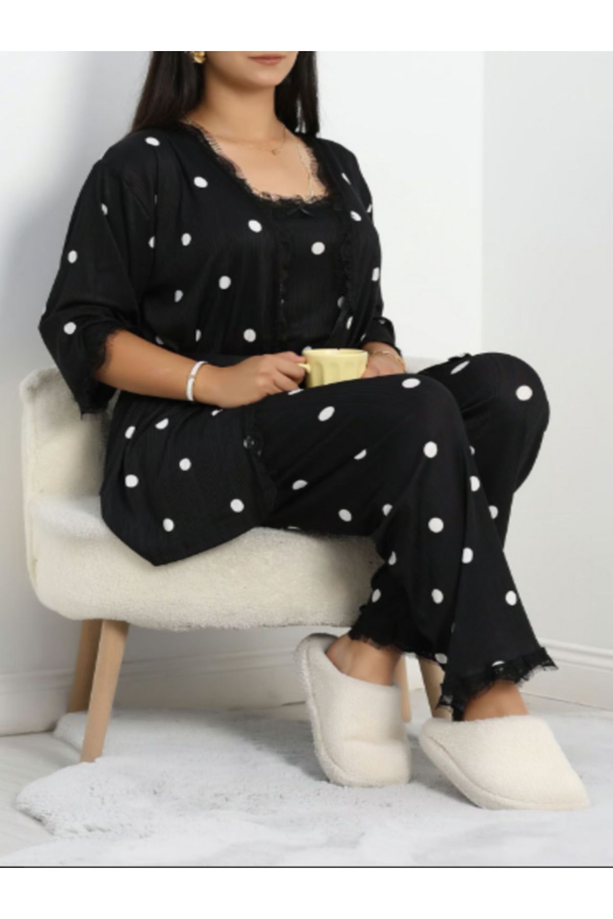 Seka Store Büyük Beden Pijama Takımı 3'lü