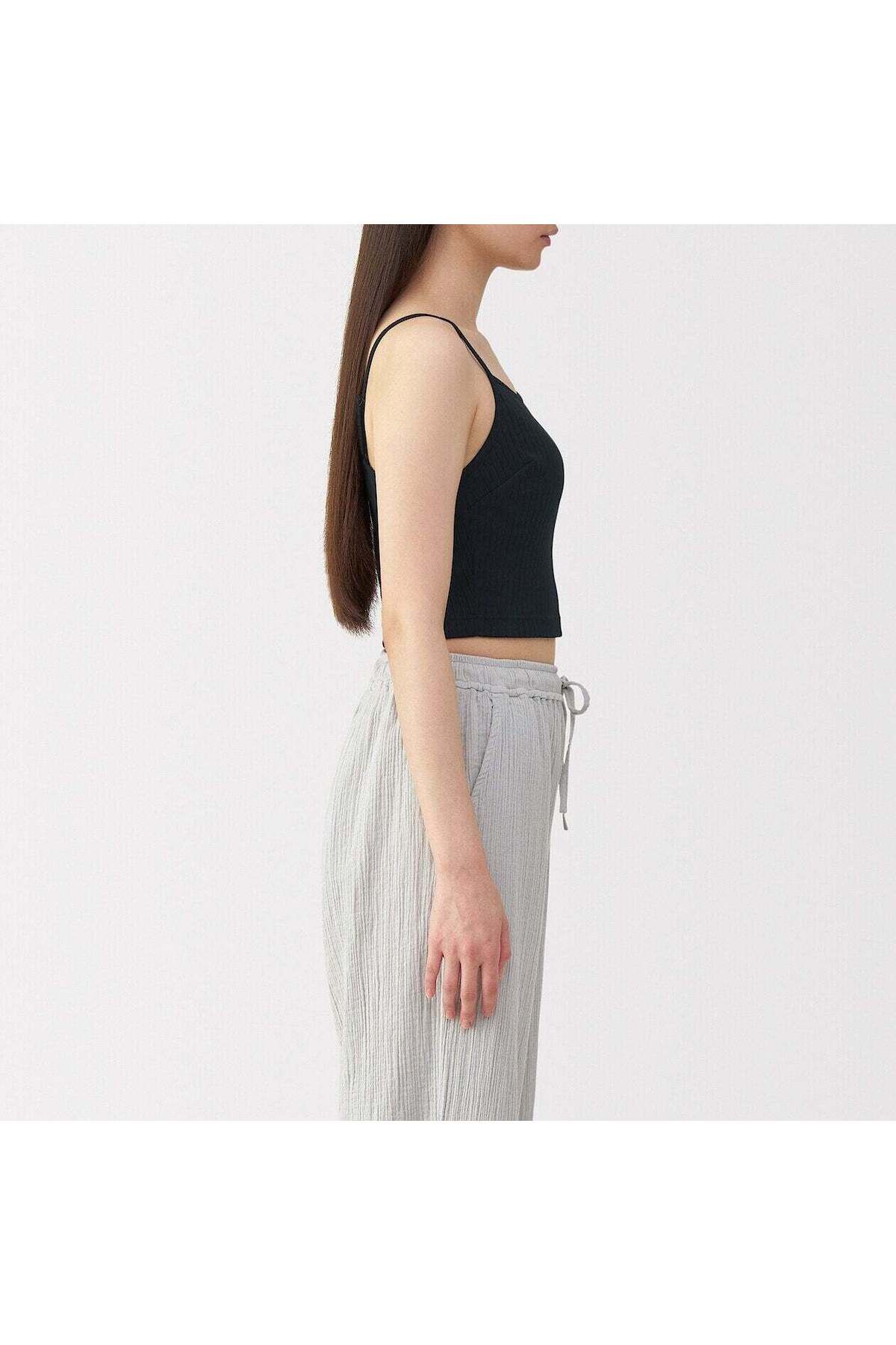 Muji-Cotton Stretch Ribbed Cropped Bra Camisole 3