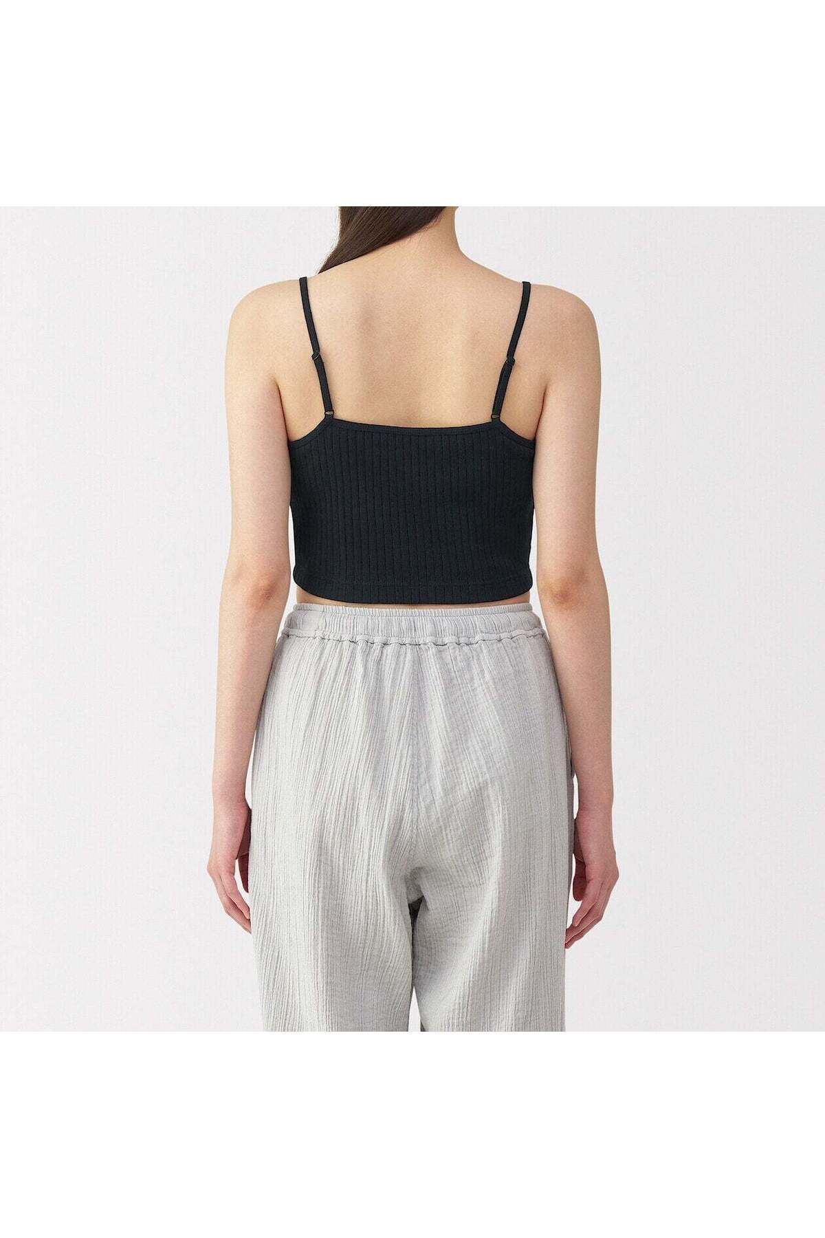 Muji-Cotton Stretch Ribbed Cropped Bra Camisole 4