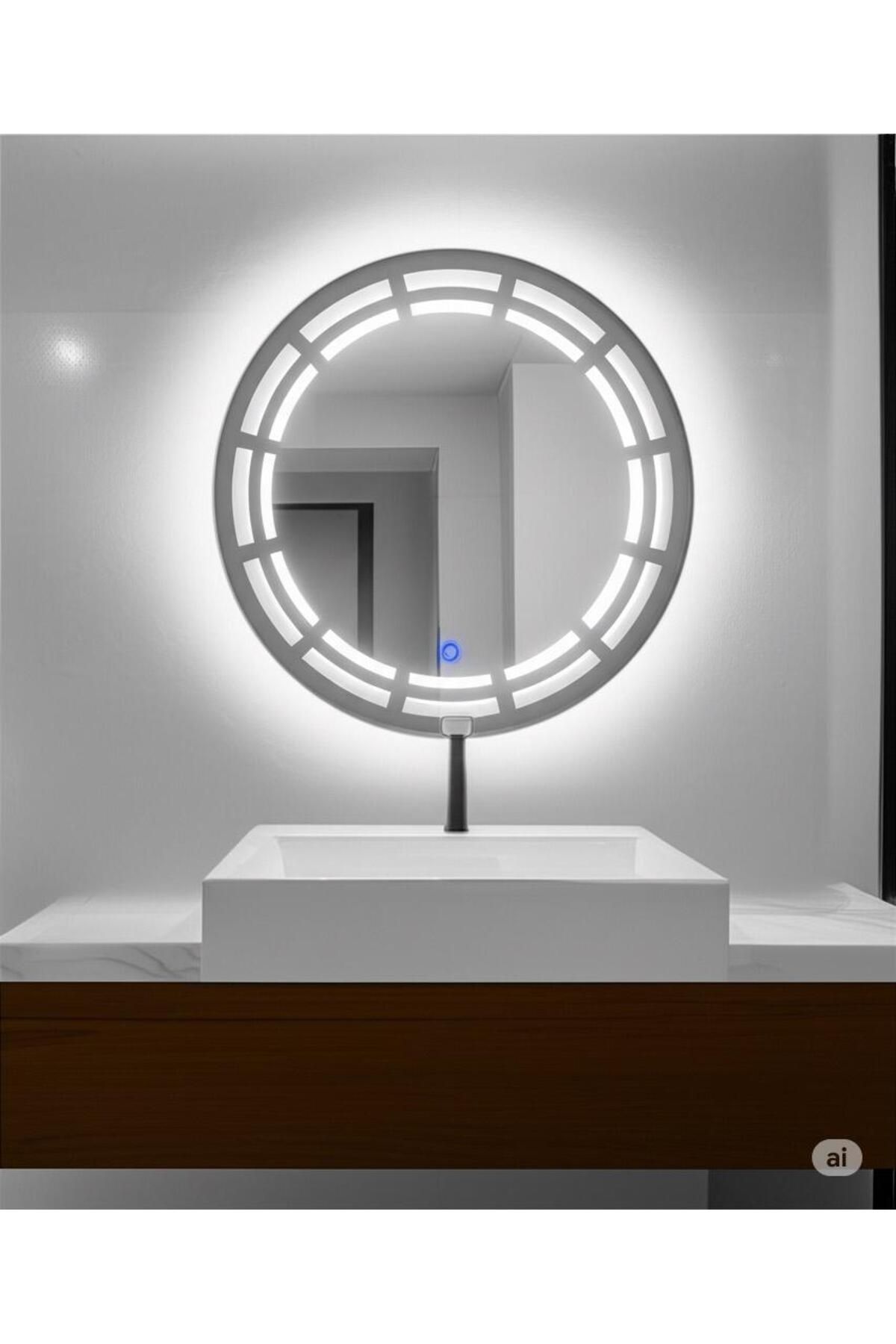 TELORANS ŞERİT DESEN DOKUNMATİK LEDLİ BANYO AYNASI