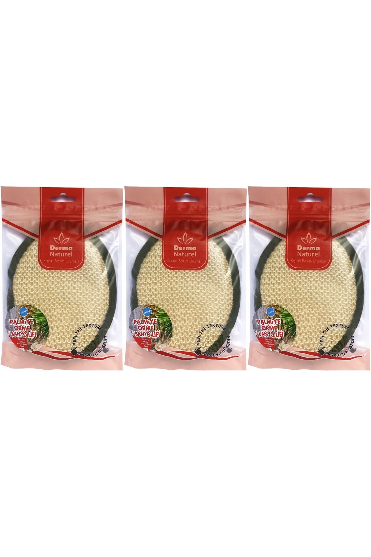 Derma Naturel Örme Banyo Yüz Lifi (15*24CM) MS-02 (3 Lü Set)