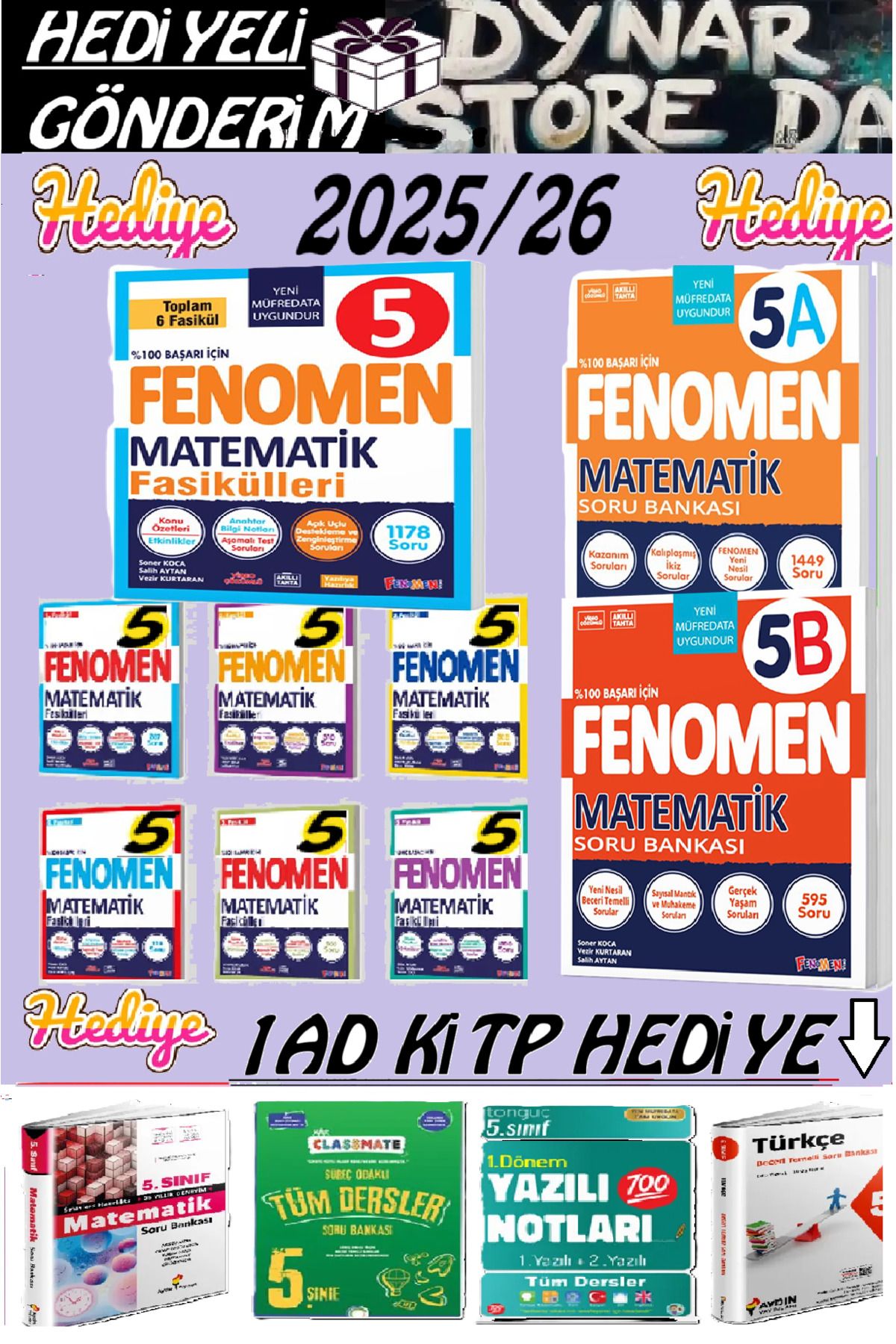 Fenomen Yayıncılık Fenomen Yayınları 5 Sınıf Matematik Fasikül Seti Matematik A ve B Soru Bankası DYNAR STORE 2025-26