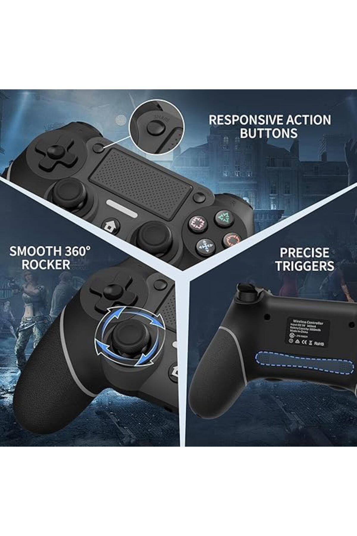 COOYA-Wireless Gamepad Bluetooth Game Controller for Sony Playstation 4 with USB Charging Port 4