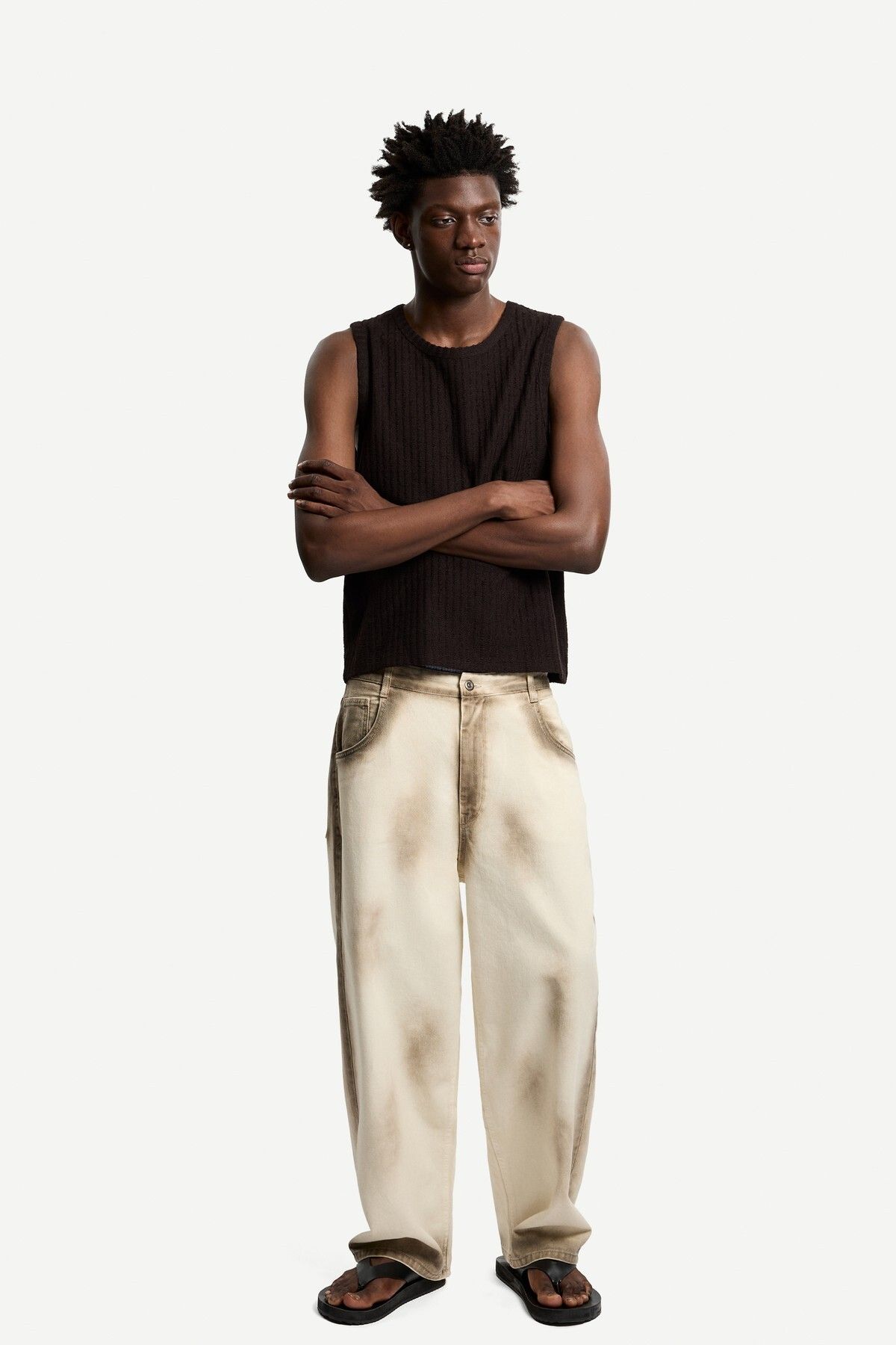 Bershka Desenli super baggy fit pantolon