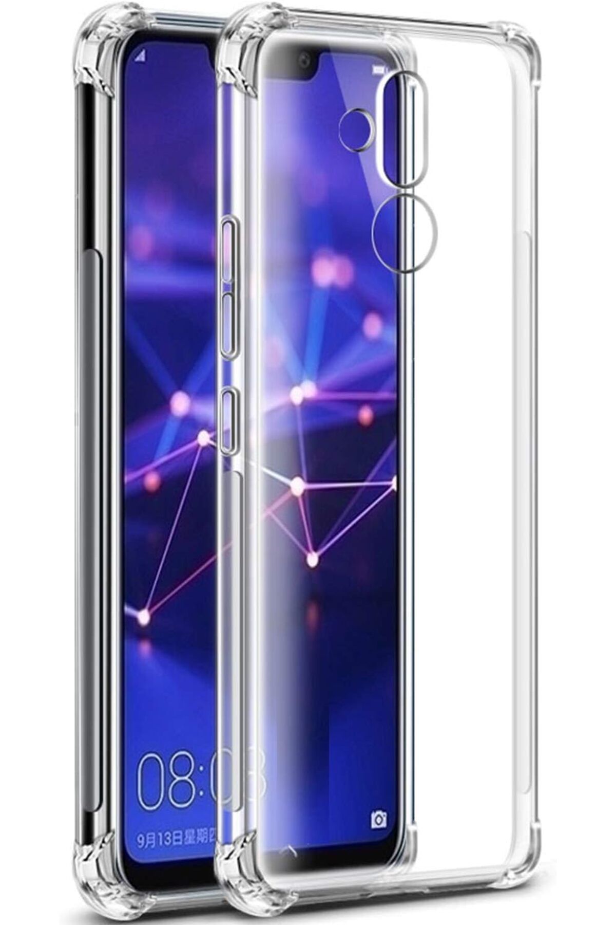 Ehr. Huawei Mate 20 Lite Uyumlu Darbe Önleyici Sararmaya Dayanıklı Airbag Korumalı Ultra Slim TPU Şeffaf