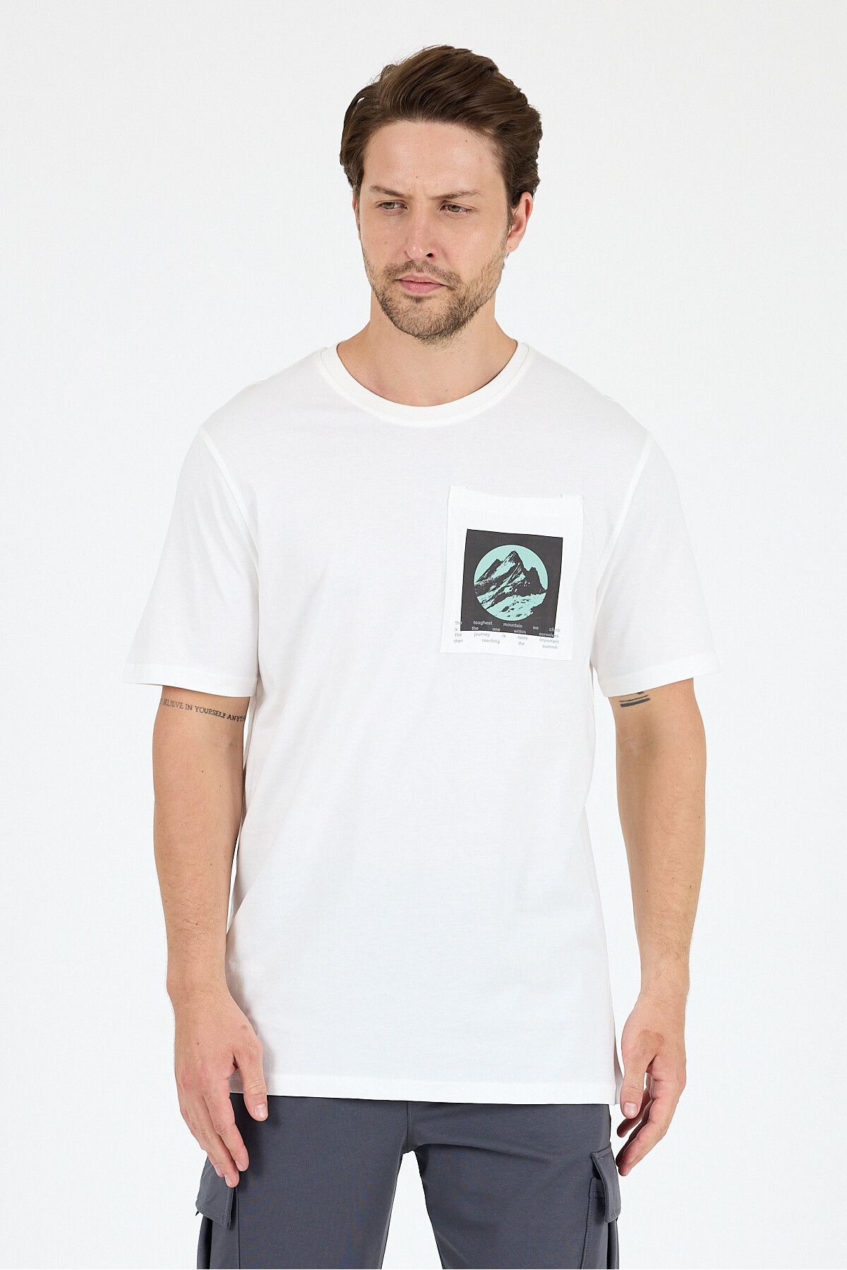 Rodi Erkek %100 Pamuk Cep Detaylı Baskılı Tişört – Bisiklet Yaka, Yazlık Model Erkek T-Shirt 0105