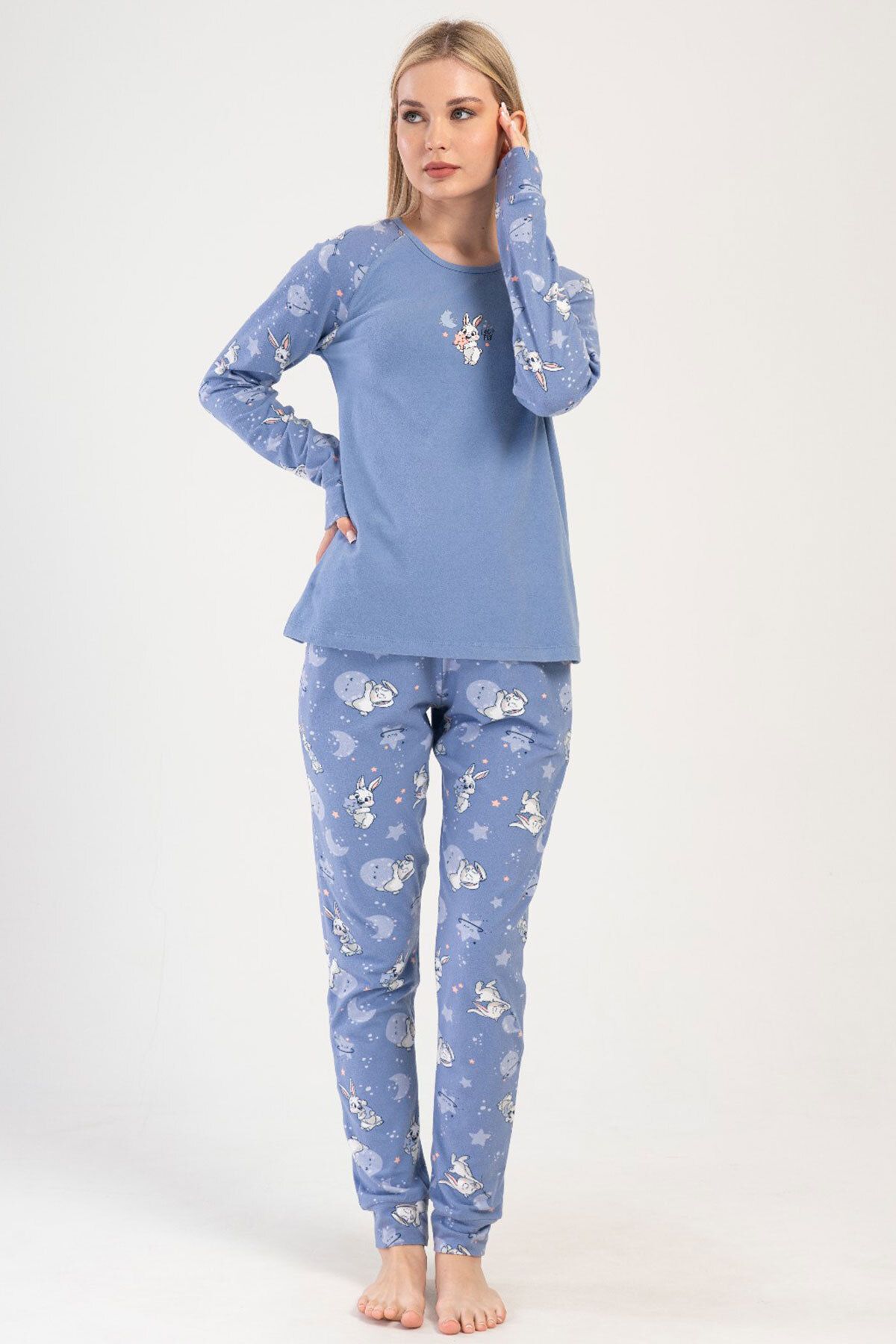 VİENETTA Pamuklu Kadın Uzun Kol Pijama Takım