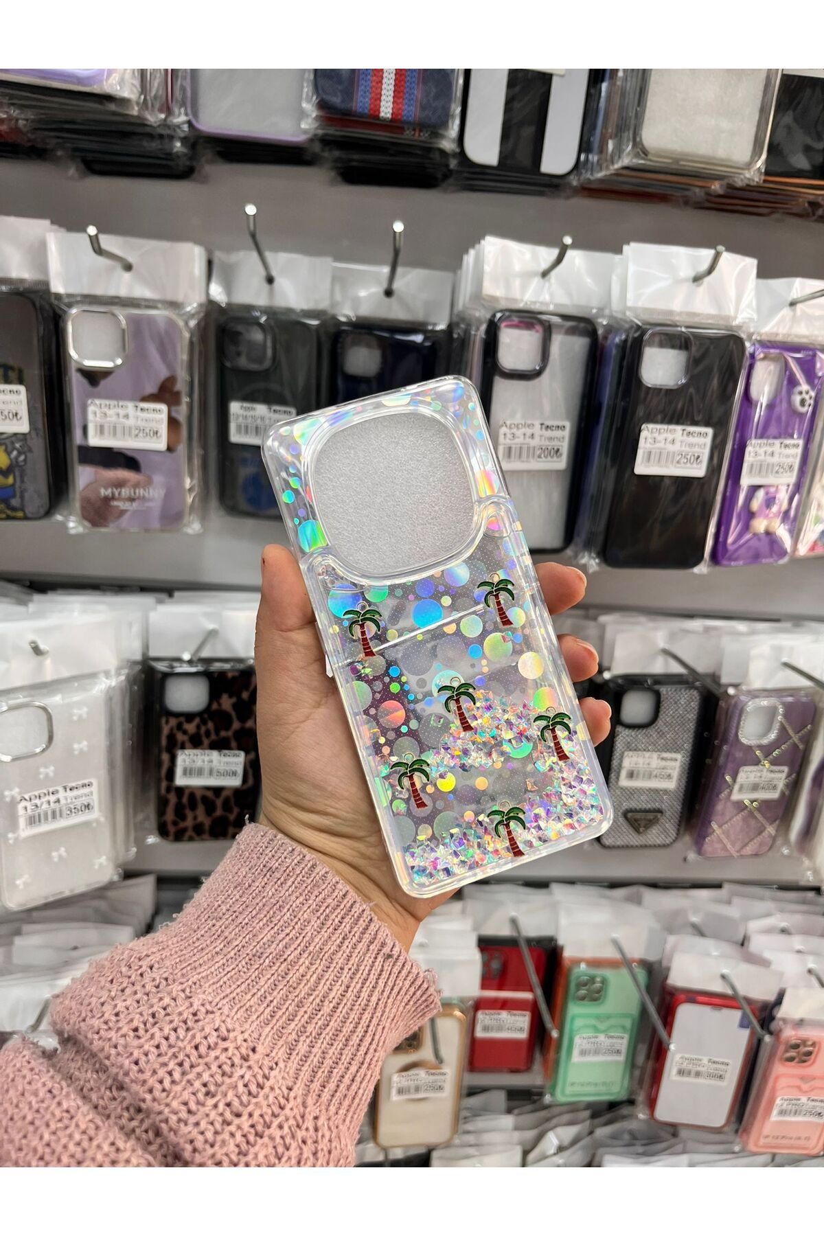 TECNOTREND Xiaomi Redmi Note 14 Pro Plus Sulu parıltılı Hologramlı şeffaf silikon kılıf