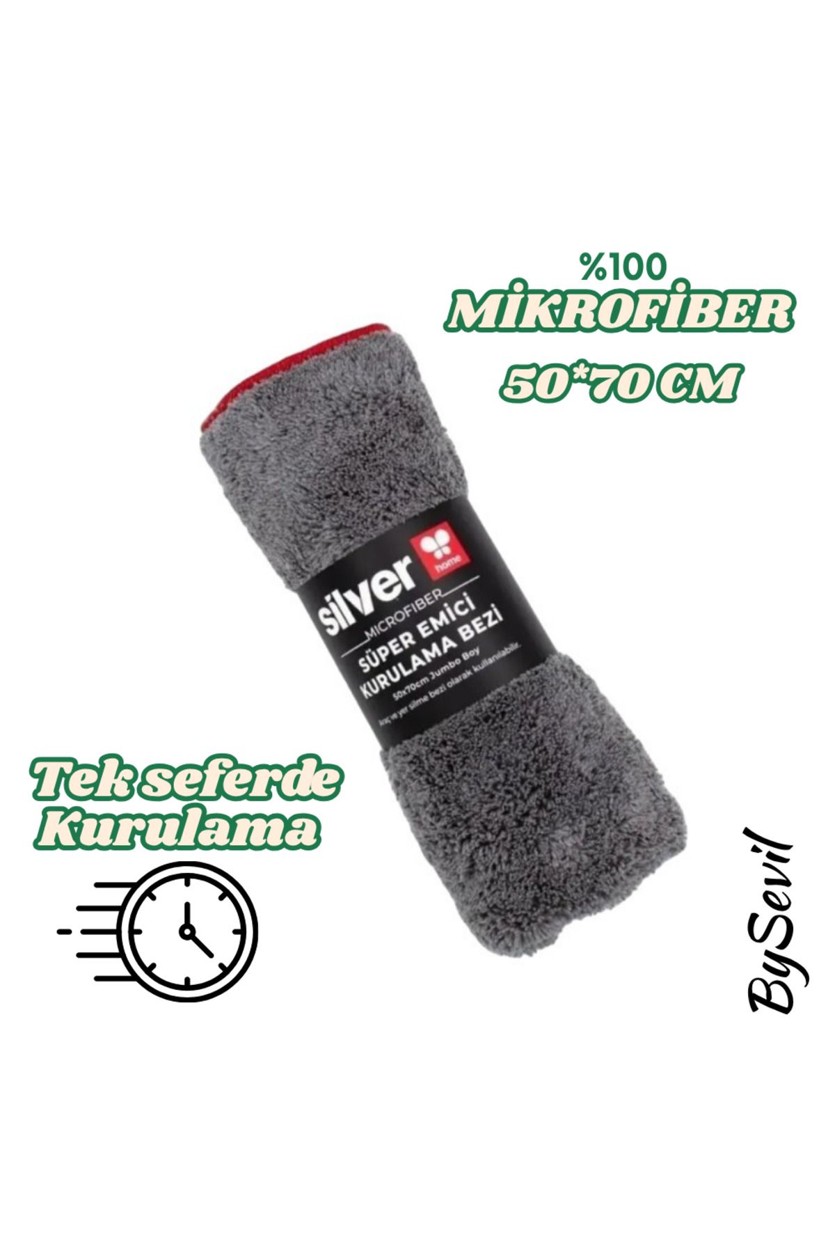 Silver Home Mikrofiber Araç Kurulama Bezi 50x70 cm -Mutfak Havlusu Kurulama Bezi