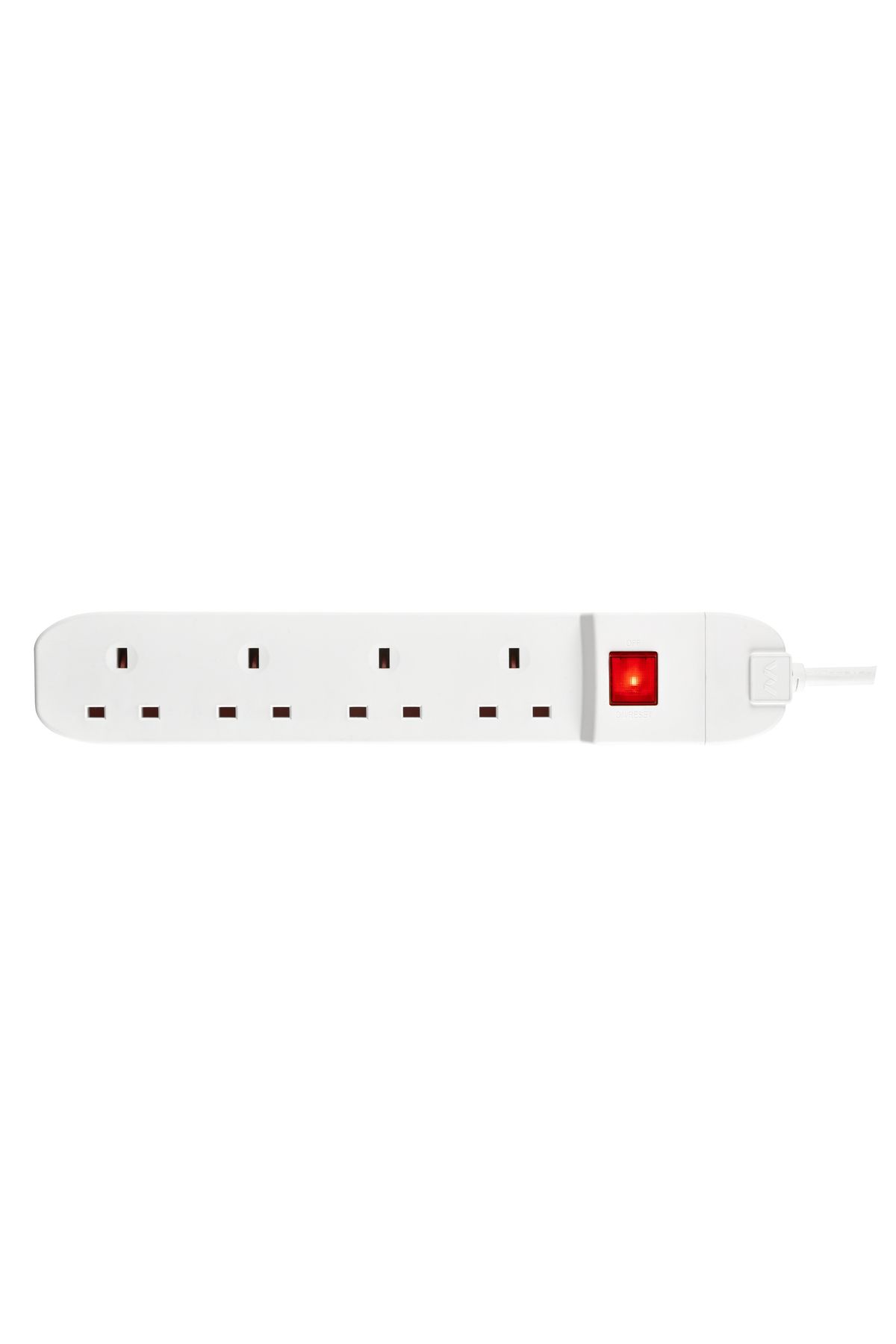Masterplug-4 Socket 13 A Rewireable Extension Lead With Switch White - 5M, Overload Protection 2