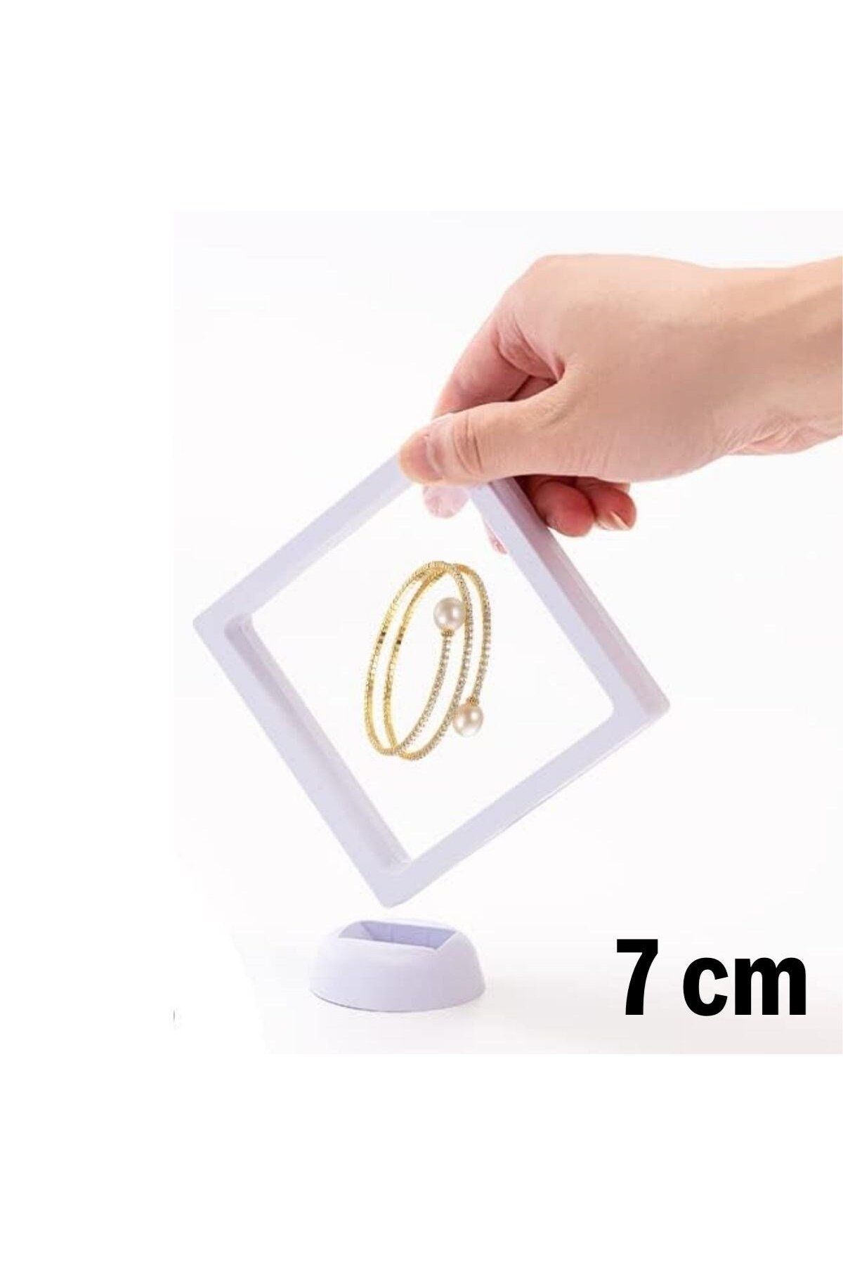 babyale 7x7 cm Standlı 3D Takı Ziynet Hatıra Koleksiyon Saklama Kutusu Şeffaf Film Çerçevesi
