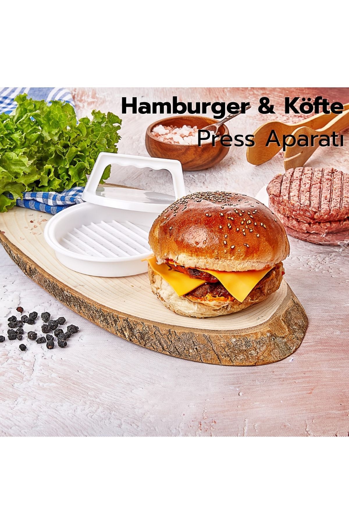 ARVALE Hamburger ve Köfte Press Aparatı | Tutma Kollu Köfte Press Aparatı