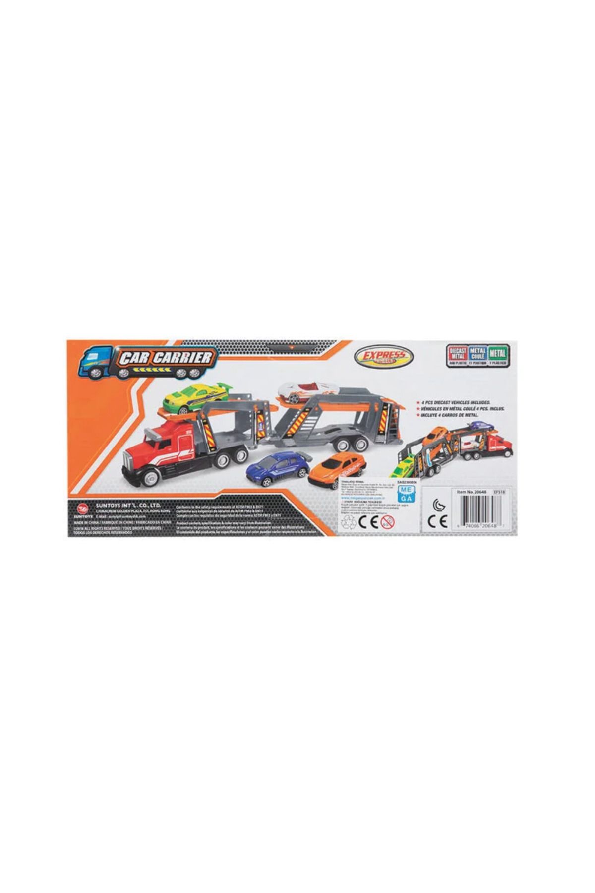 MEGA Express Wheels Die Cast Metal Sürtmeli Araç Taşıyıcı Tır
