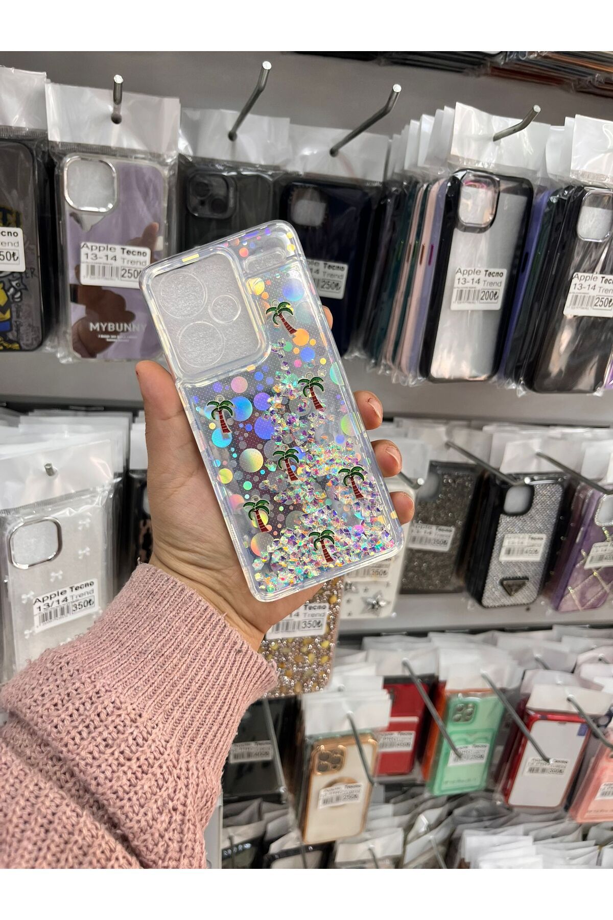 TECNOTREND Xiaomi Redmi Note 13 Pro Plus Sulu parıltılı Hologramlı şeffaf silikon kılıf
