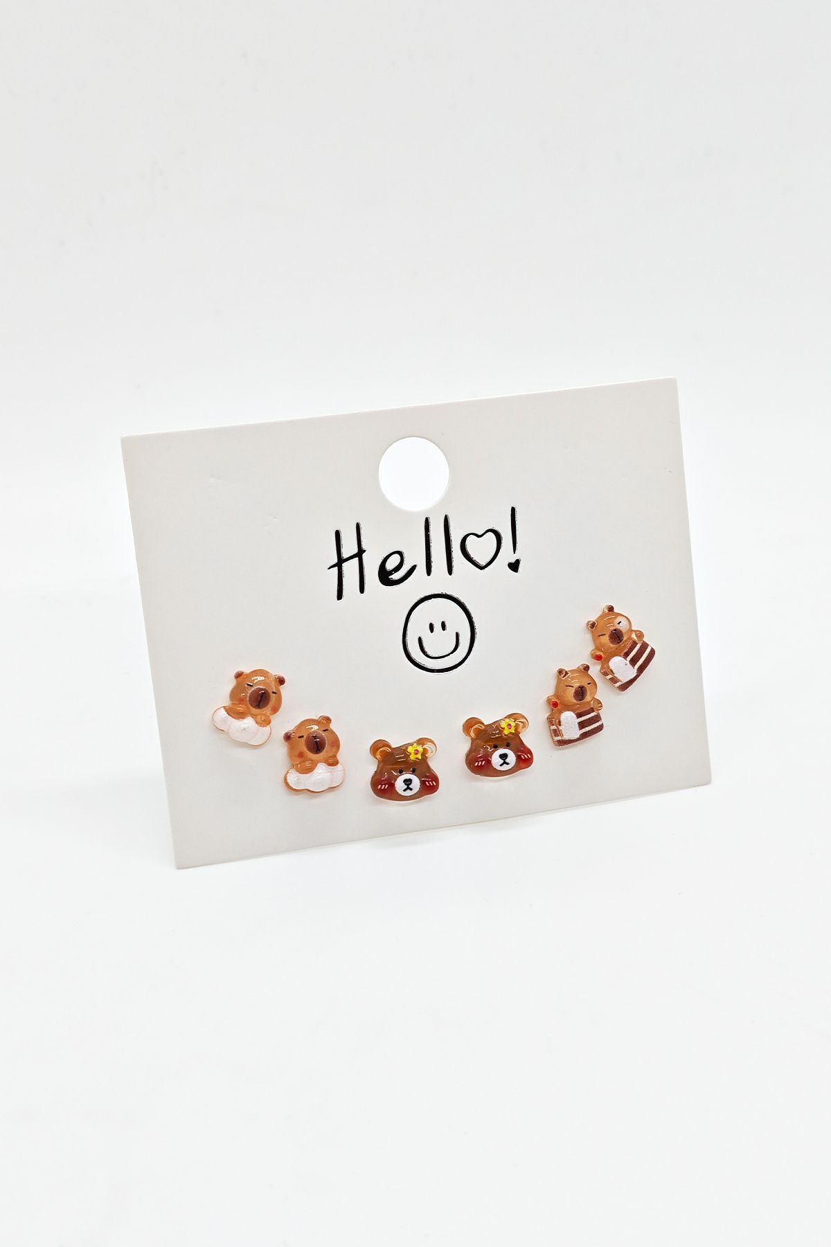 BuSefa Accessory-Set of 6 Cute Earrings with Capybara Figures 1