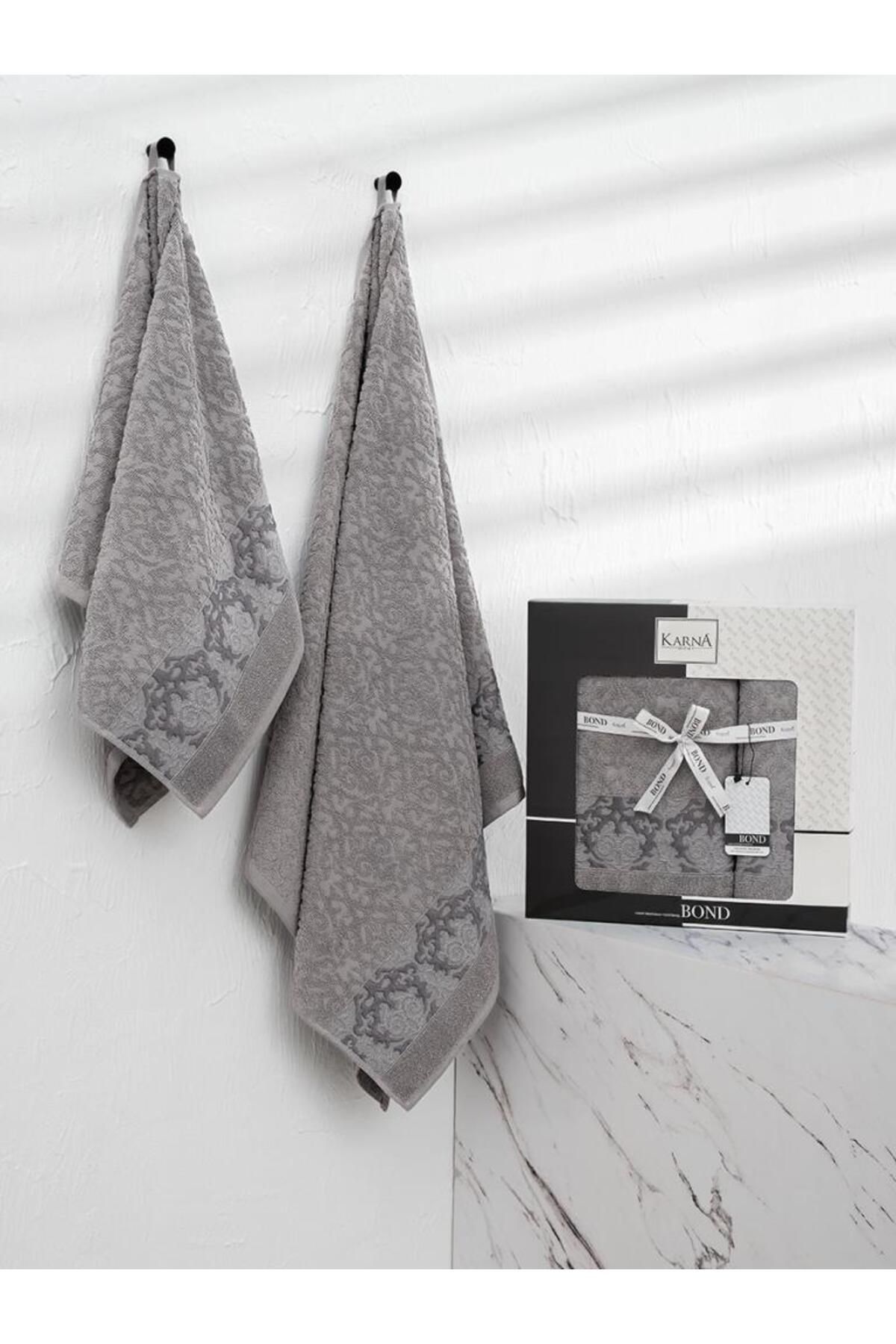 Karna Home Jakarlı Pamuk Havlu Takımı Bond Zarif ve Dayanıklı 50x90