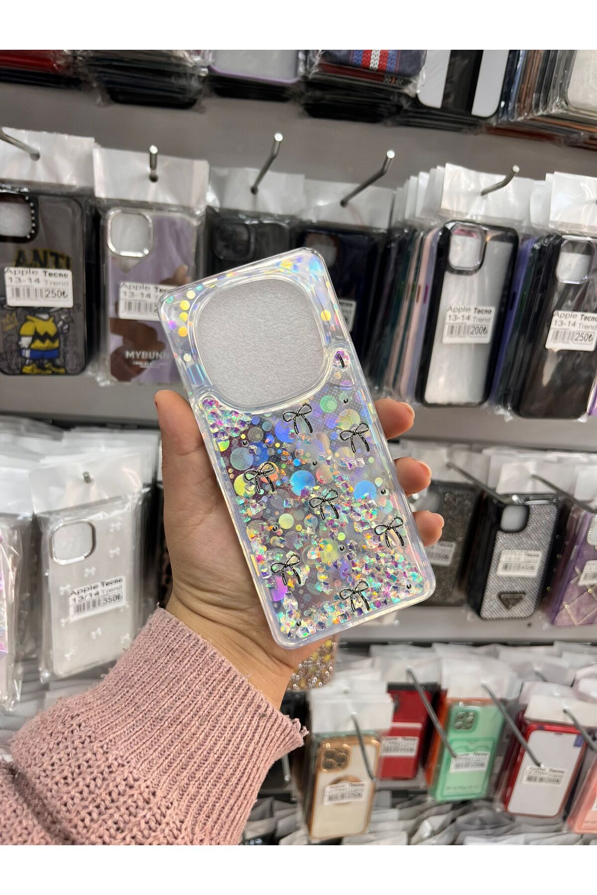 TECNOTREND Xiaomi Redmi Note 14 Pro Plus Sulu parıltılı Hologramlı şeffaf silikon kılıf