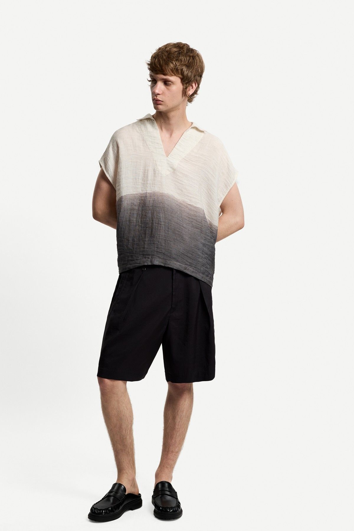 Bershka Pileli geniş paça bermuda