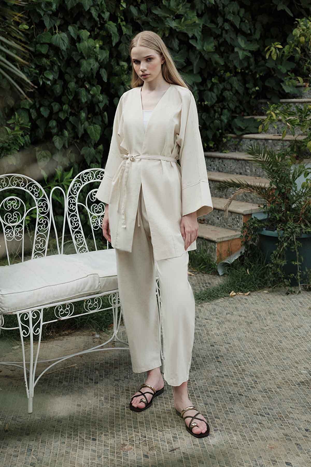 Hooopstore Naturel Bej Kimono