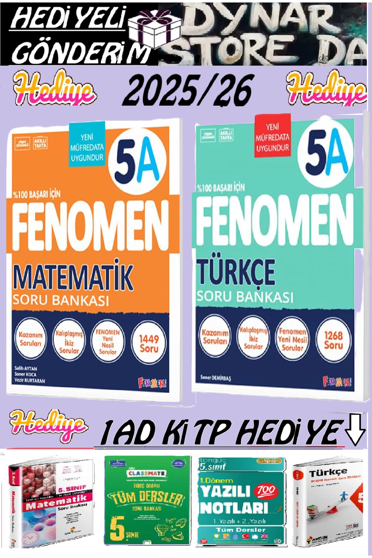Fenomen Yayıncılık Fenomen 5.sınıf Matematık (A) ve Türkçe (A) Soru Bankası Hediyeli 2025-26 Dynar Store