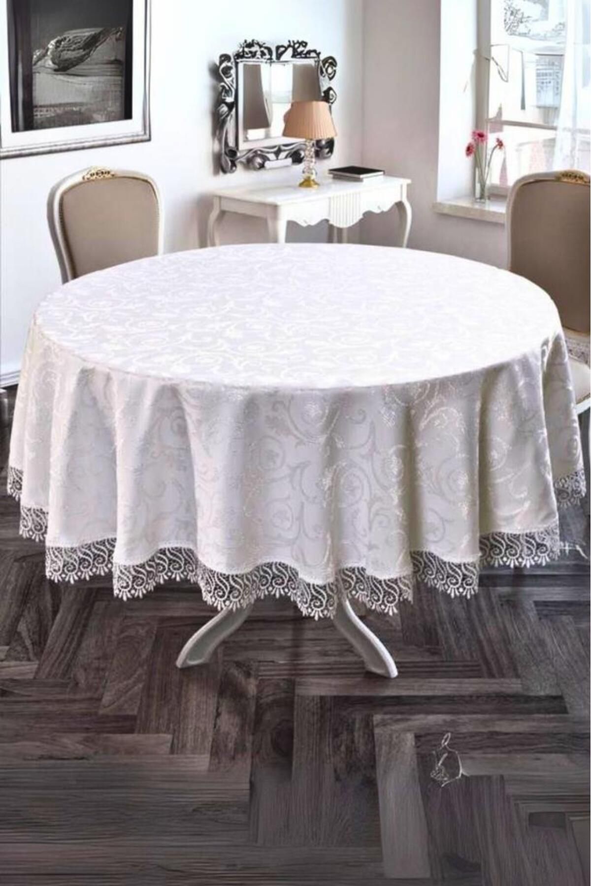 Karna Home Güpürlü KDK Yuvarlak Masa Örtüsü